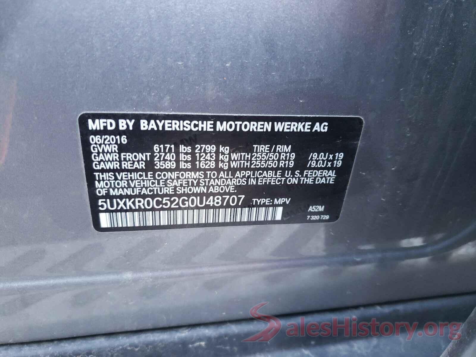 5UXKR0C52G0U48707 2016 BMW X5