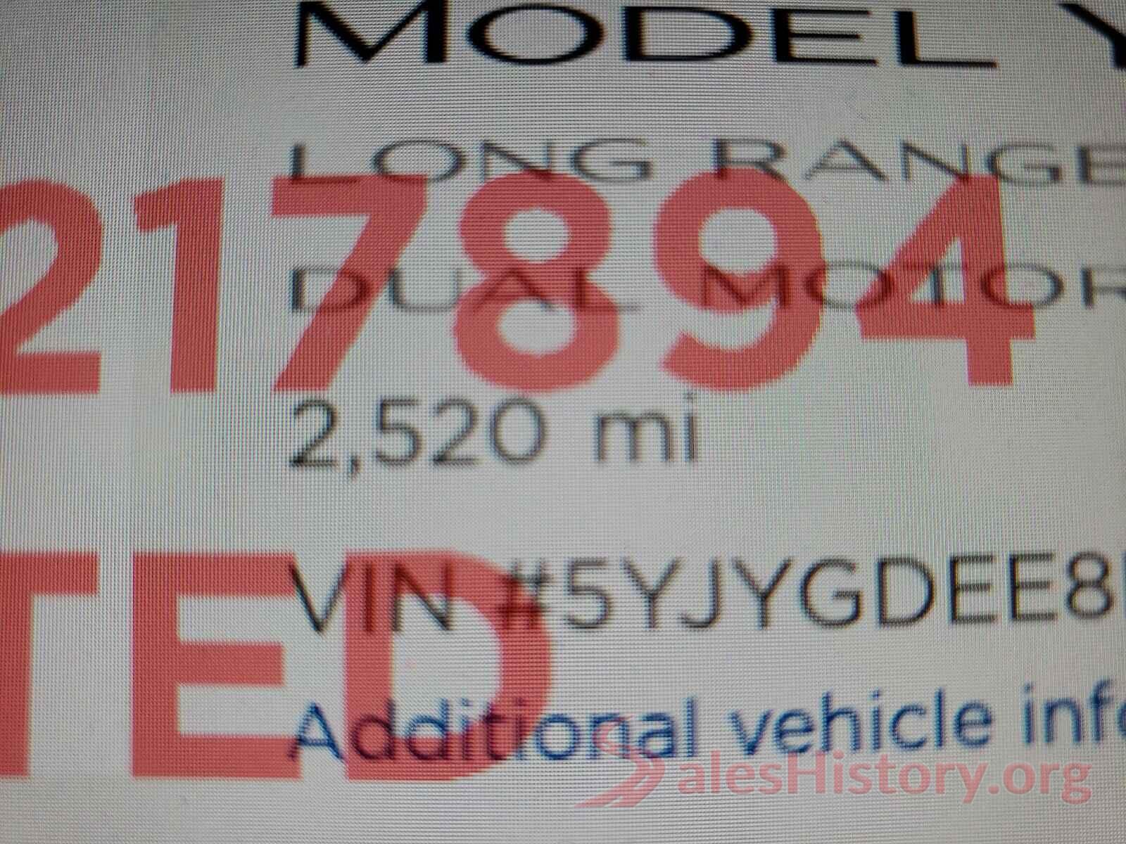 5YJYGDEE8MF217894 2021 TESLA MODEL Y