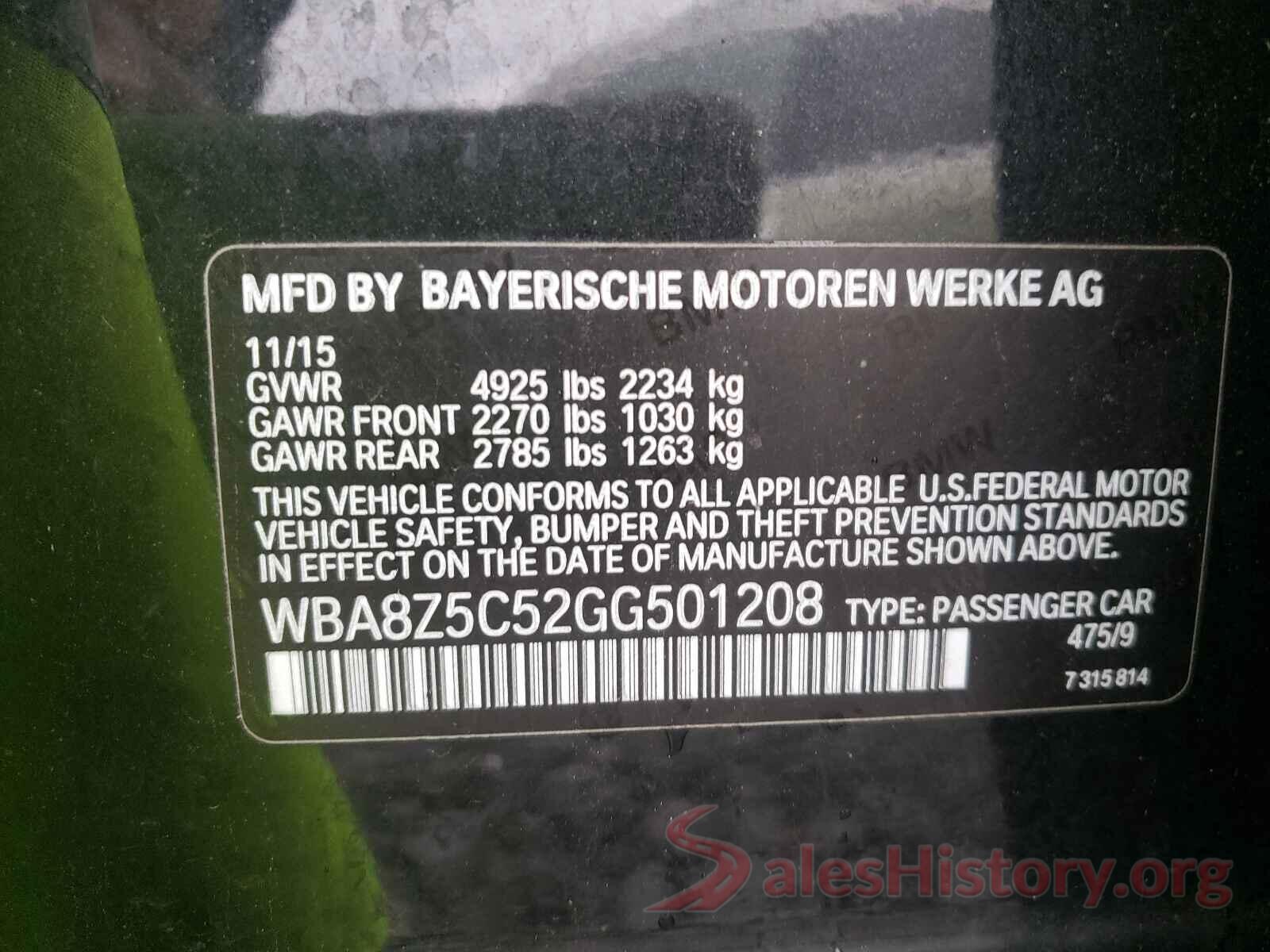 WBA8Z5C52GG501208 2016 BMW 3 SERIES