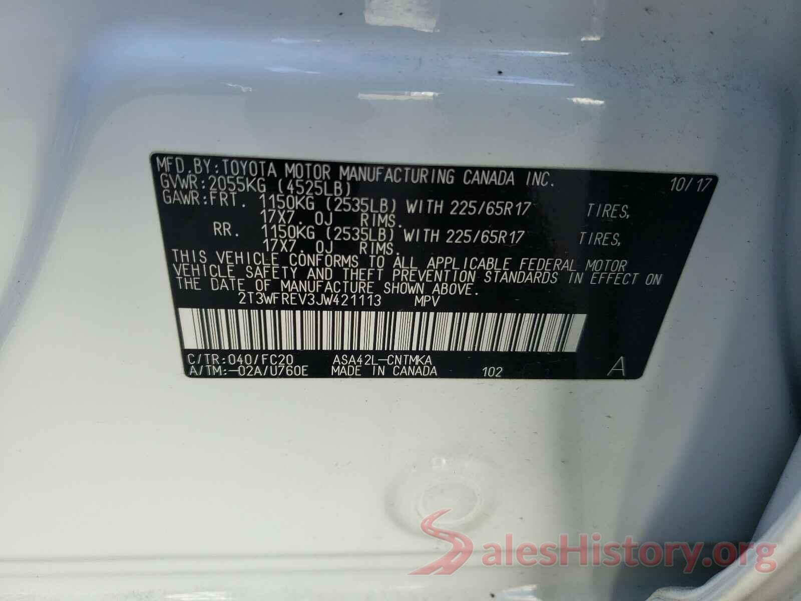 2T3WFREV3JW421113 2018 TOYOTA RAV4