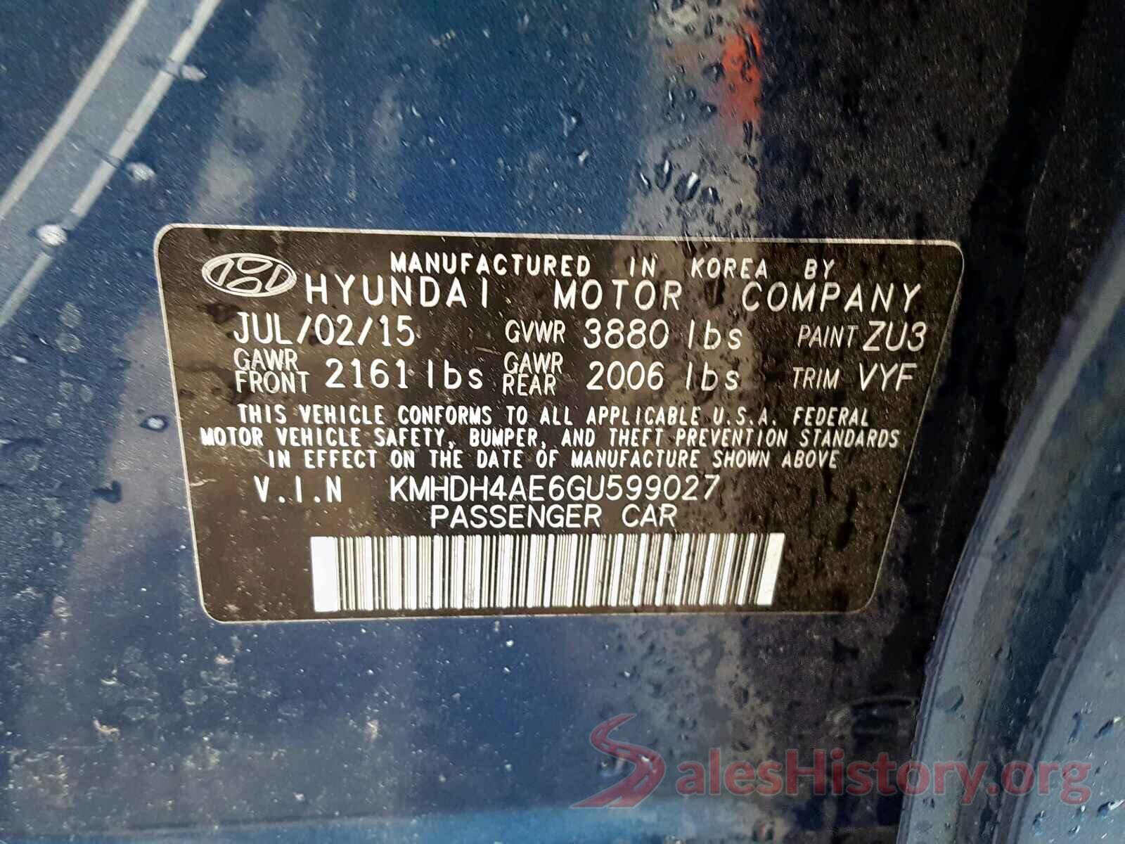 KMHDH4AE6GU599027 2016 HYUNDAI ELANTRA