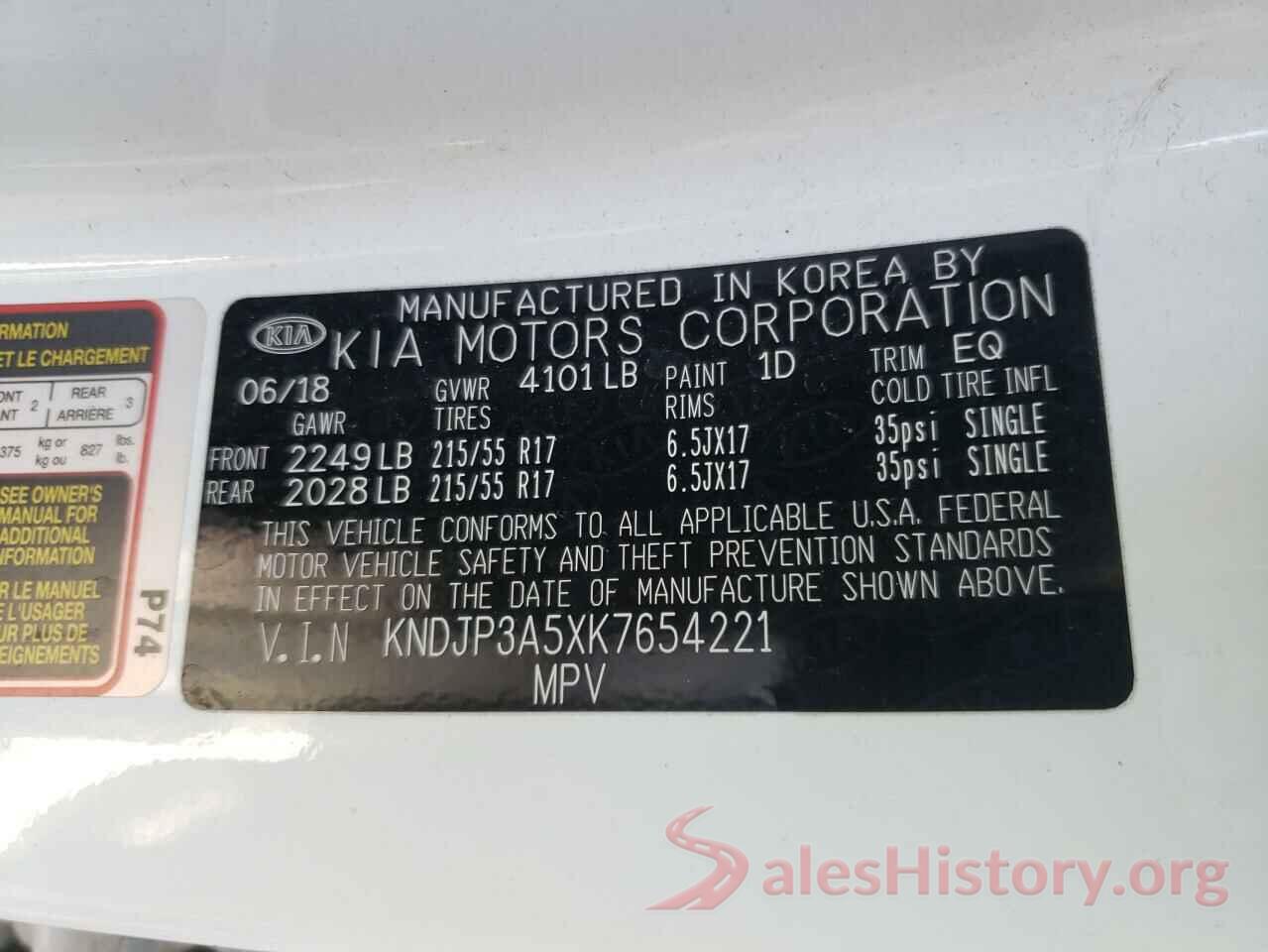 KNDJP3A5XK7654221 2019 KIA SOUL