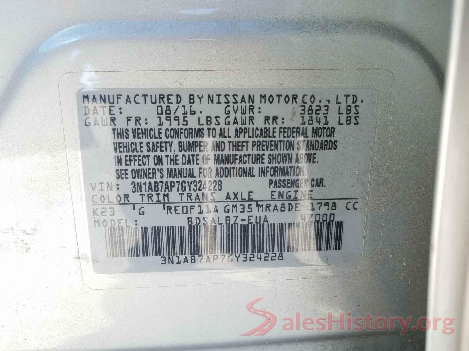 3N1AB7AP7GY324228 2016 NISSAN SENTRA