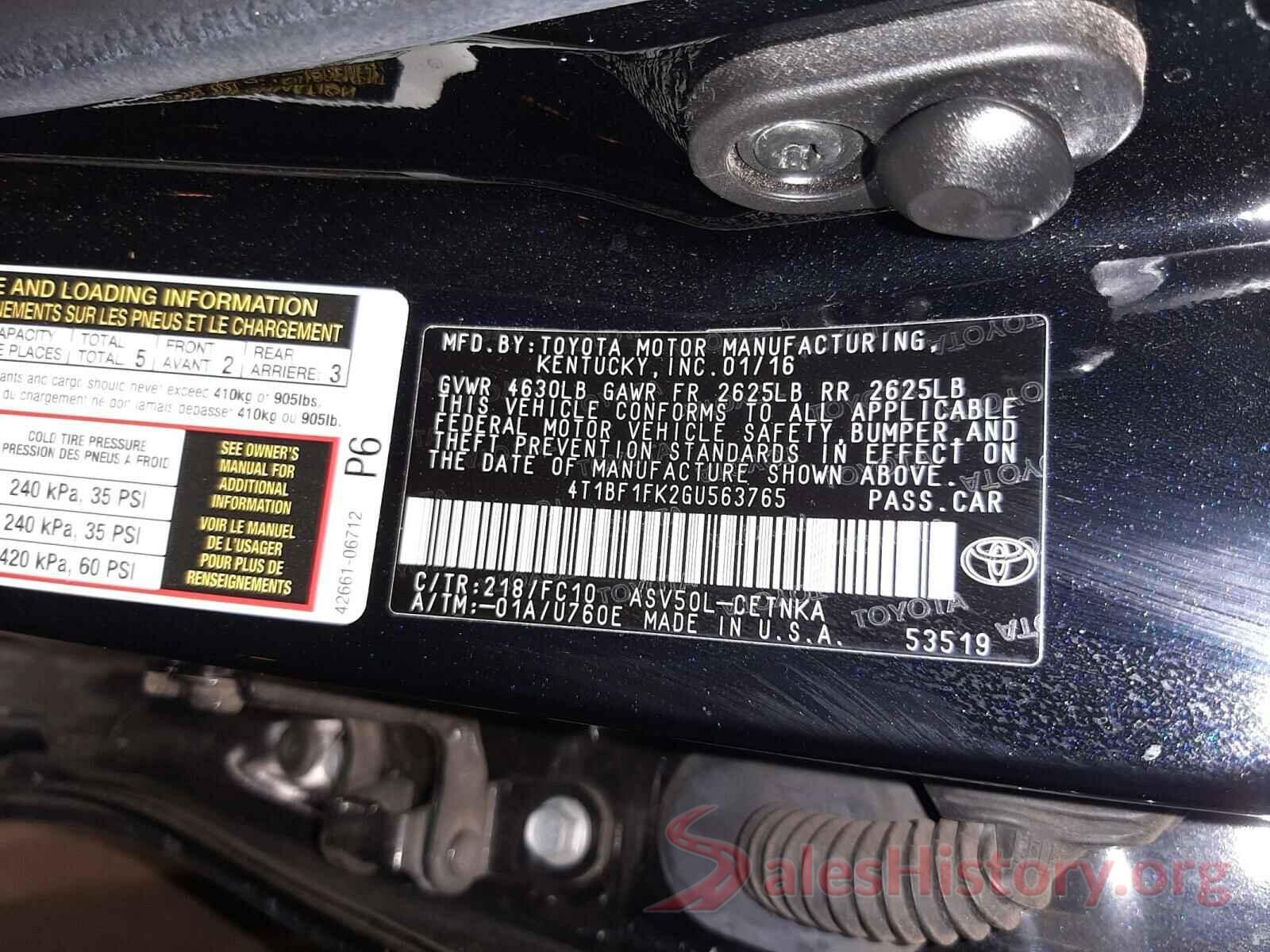 4T1BF1FK2GU563765 2016 TOYOTA CAMRY