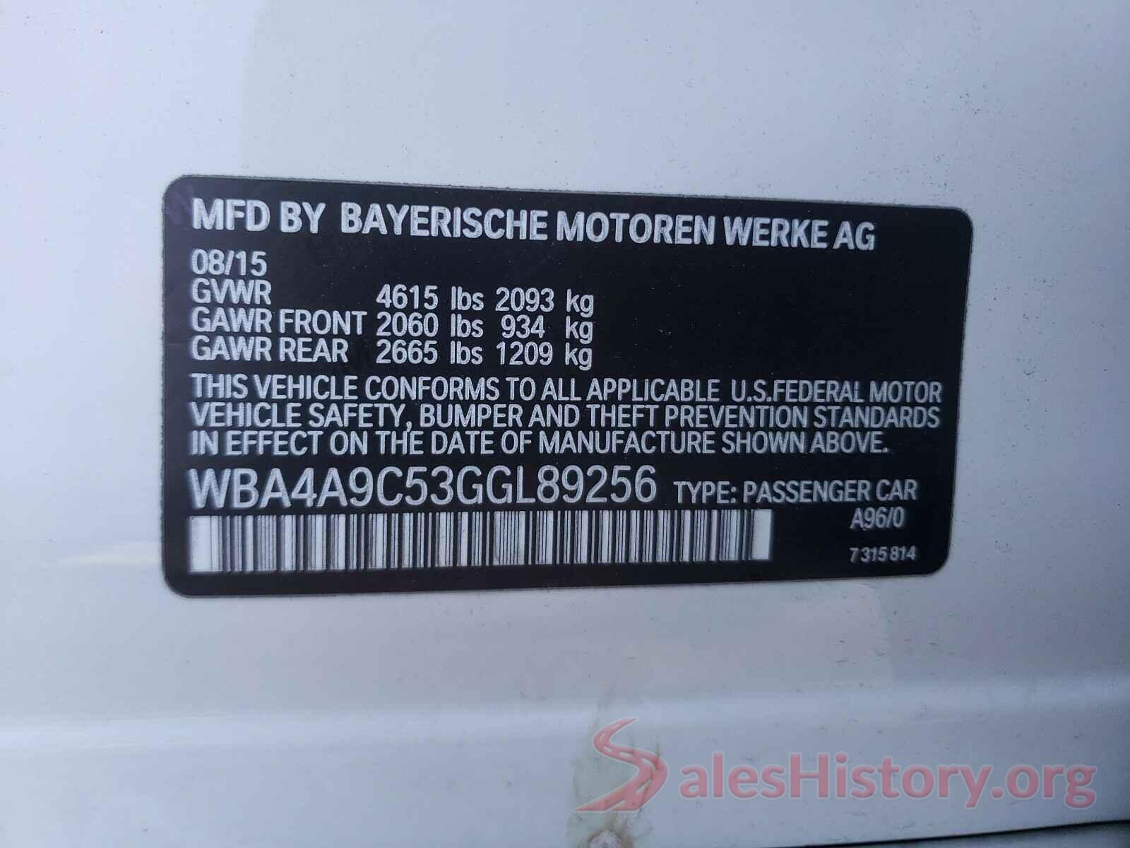 WBA4A9C53GGL89256 2016 BMW 4 SERIES