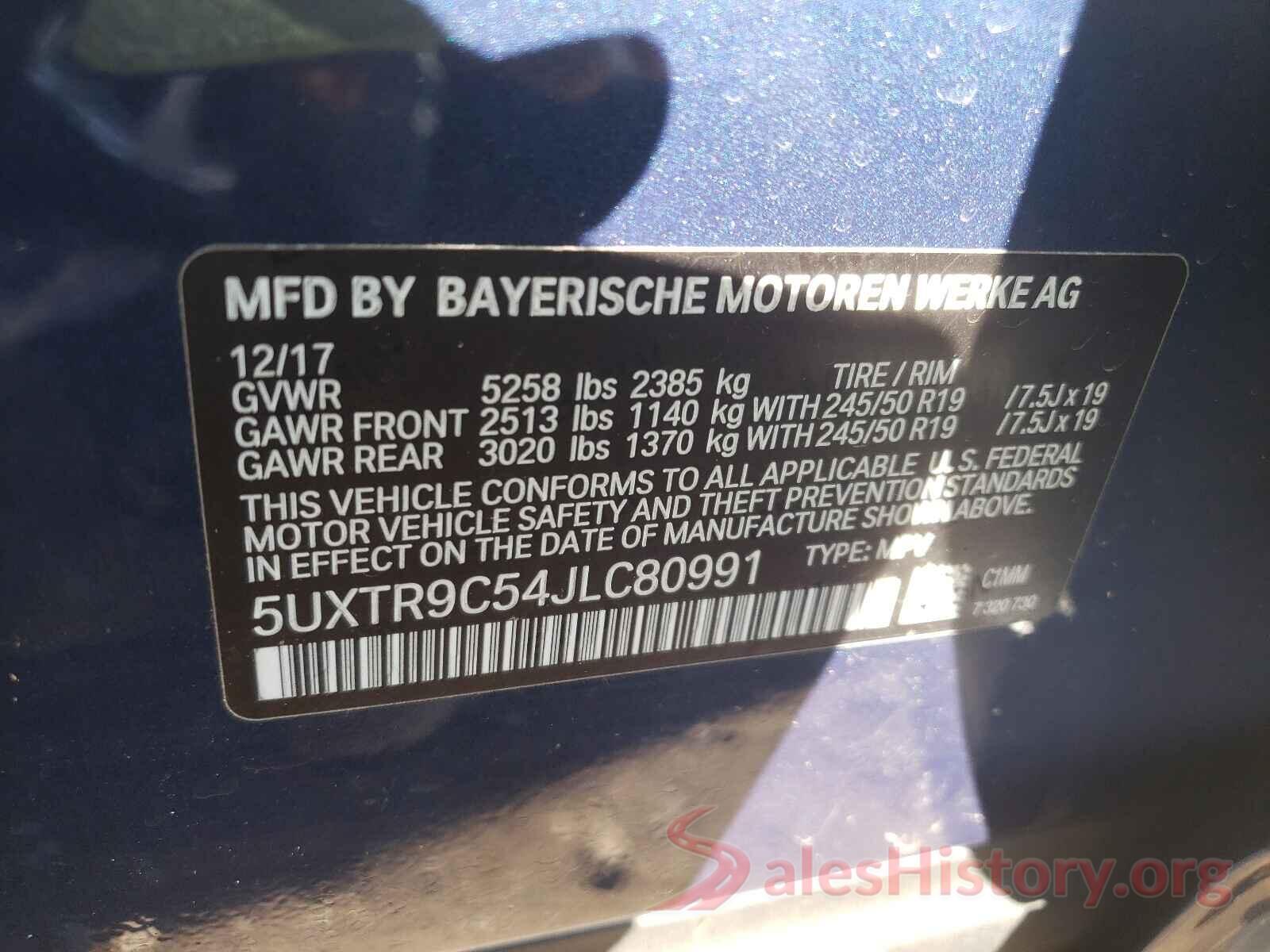 5UXTR9C54JLC80991 2018 BMW X3