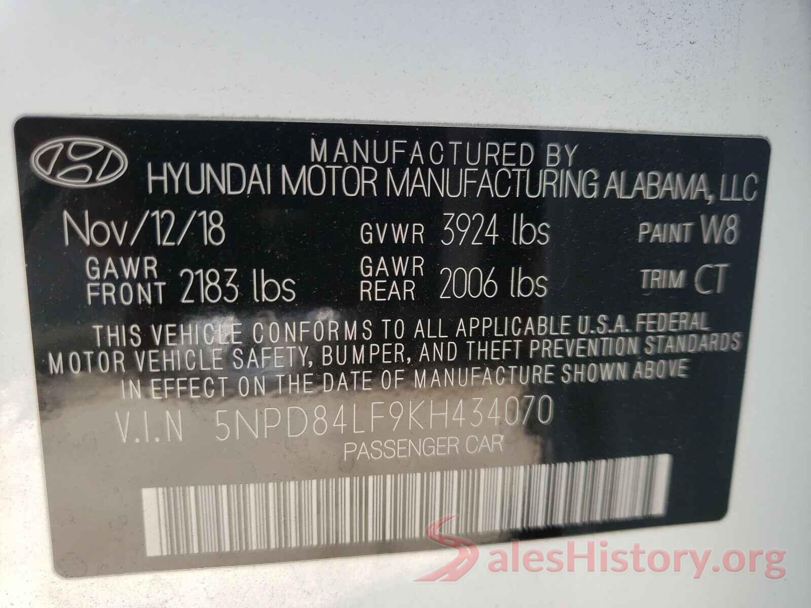 5NPD84LF9KH434070 2019 HYUNDAI ELANTRA