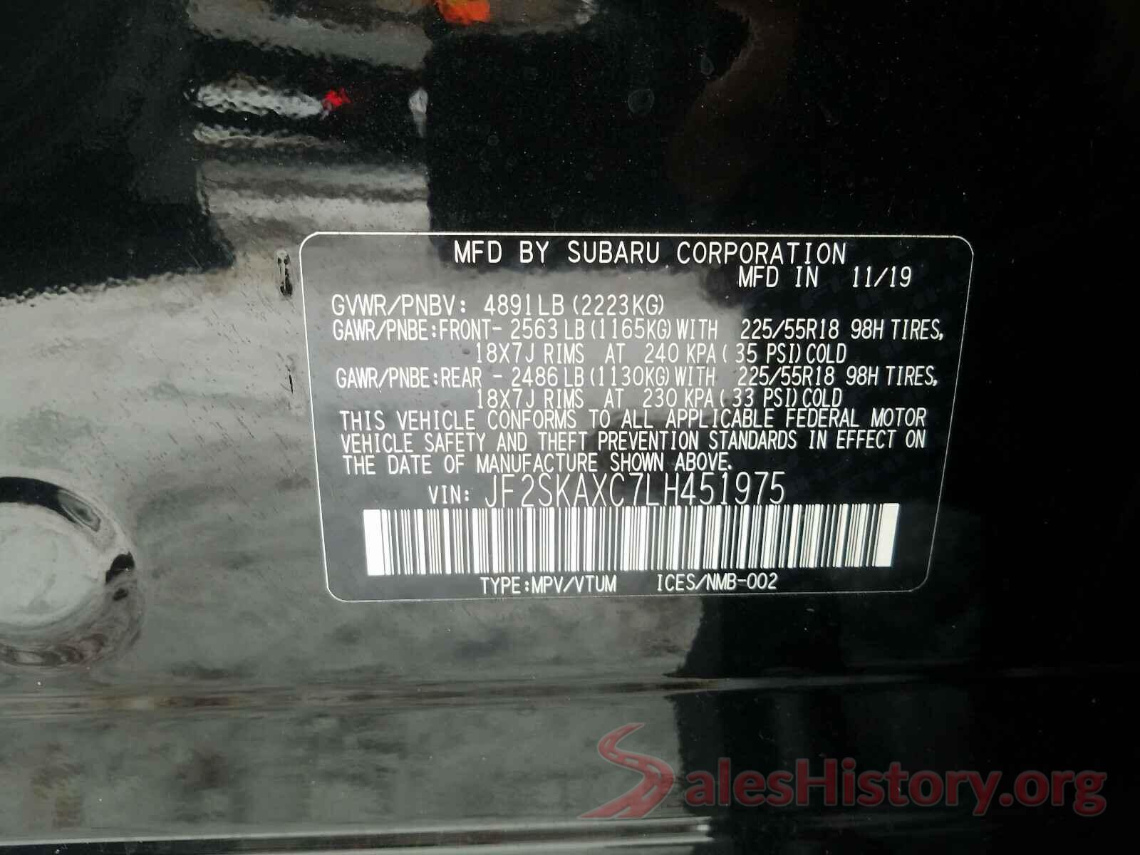 JF2SKAXC7LH451975 2020 SUBARU FORESTER