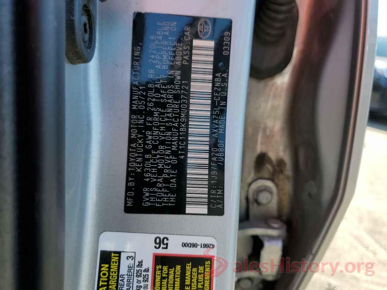 4T1C11BK9MU037721 2021 TOYOTA CAMRY