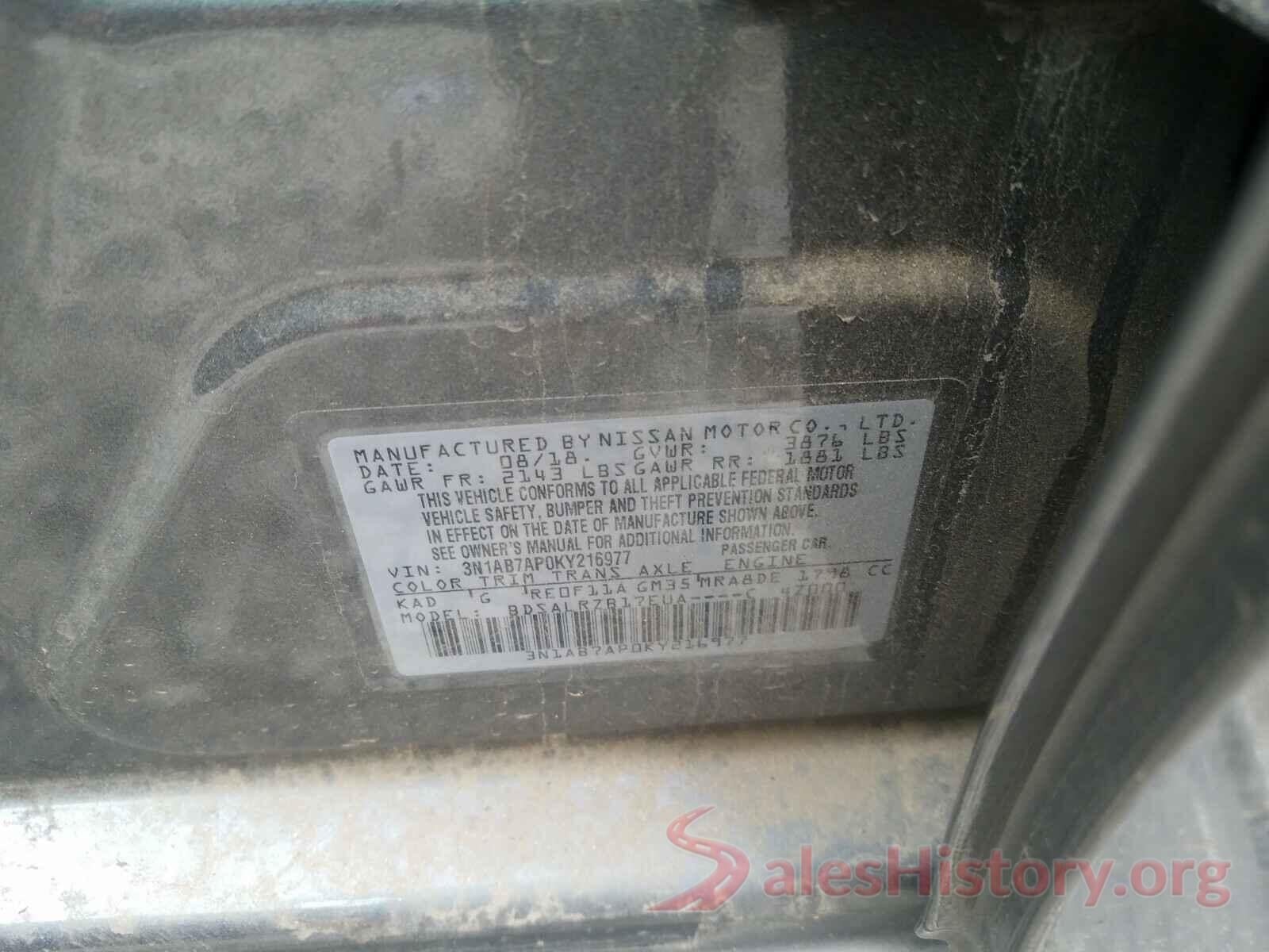 3N1AB7AP0KY216977 2019 NISSAN SENTRA