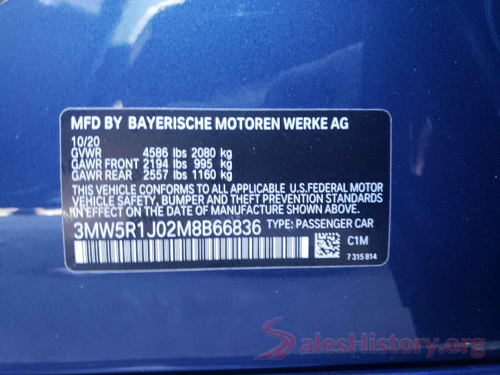 3MW5R1J02M8B66836 2021 BMW 3 SERIES