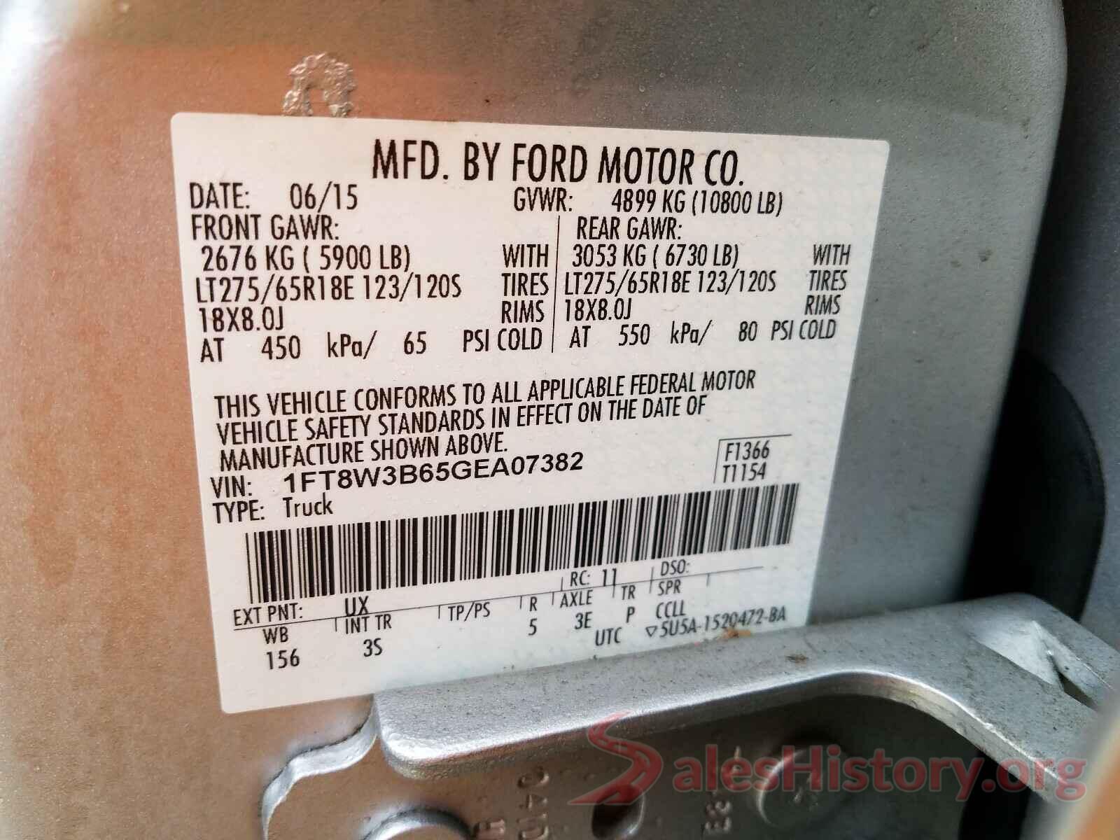 1FT8W3B65GEA07382 2016 FORD F350