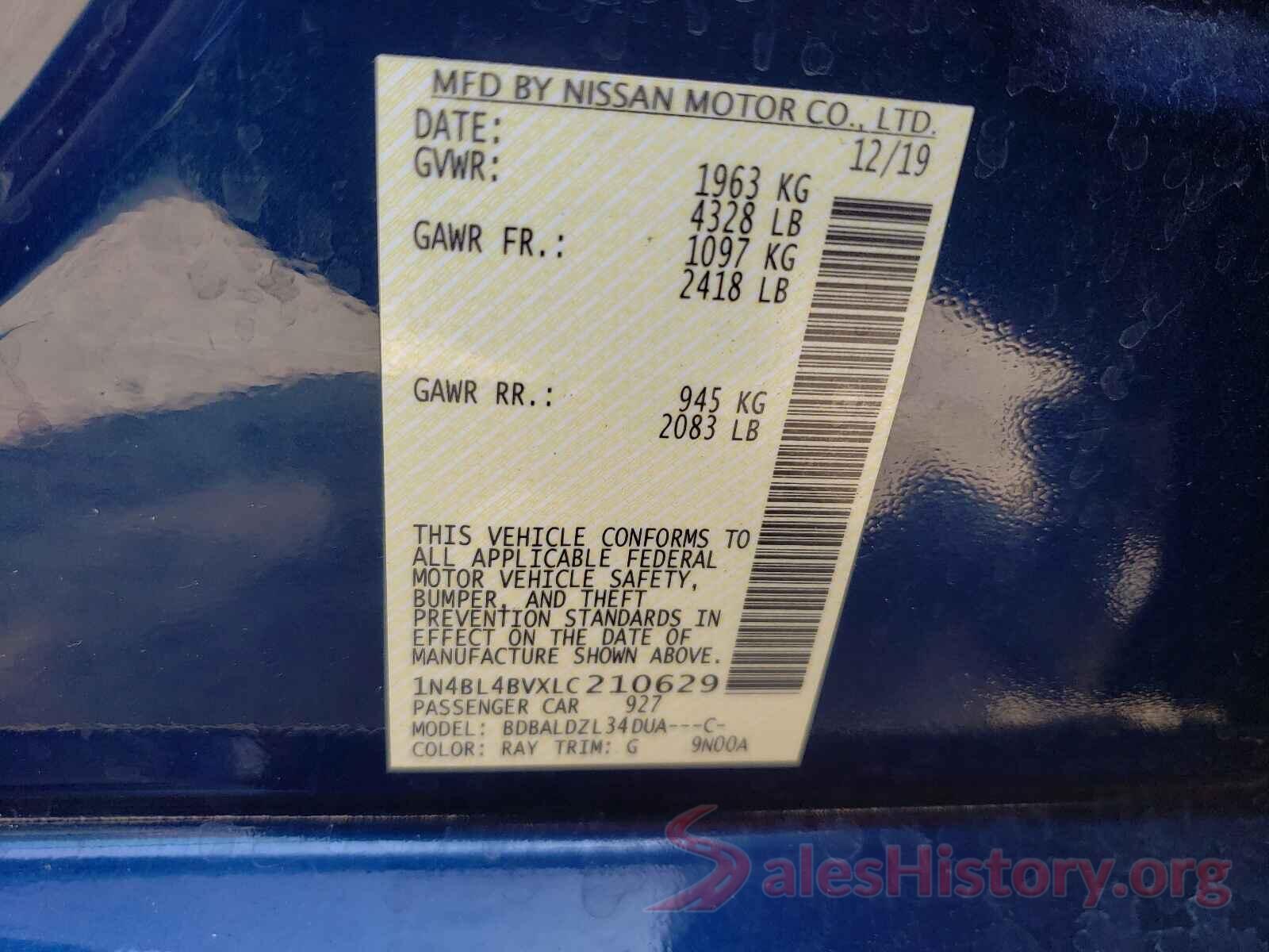 1N4BL4BVXLC210629 2020 NISSAN ALTIMA