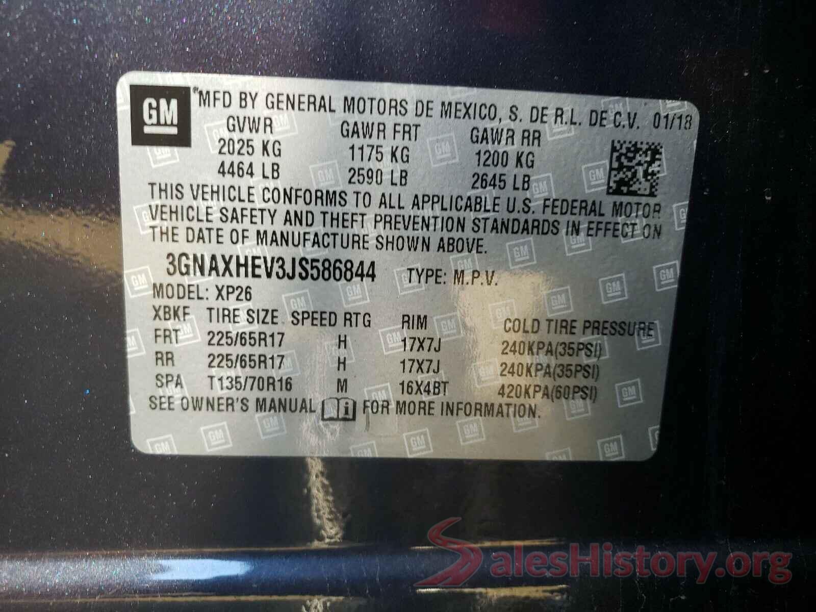 3GNAXHEV3JS586844 2018 CHEVROLET EQUINOX