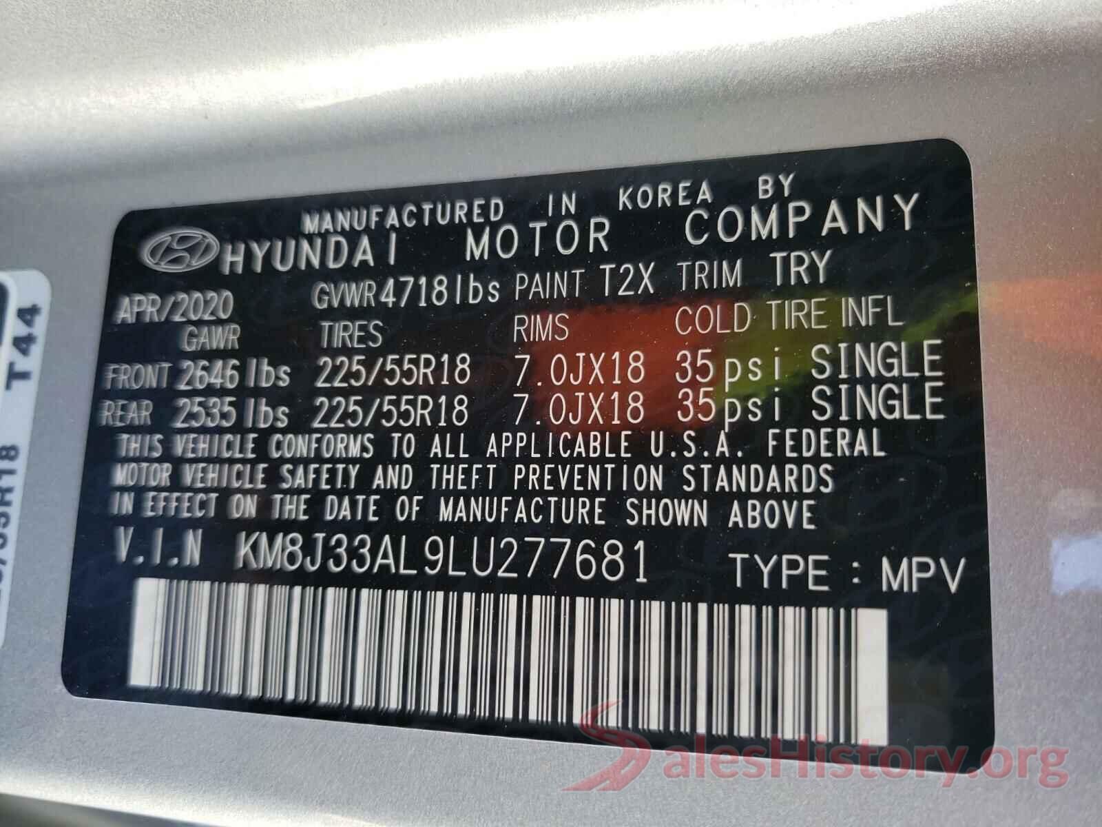 KM8J33AL9LU277681 2020 HYUNDAI TUCSON