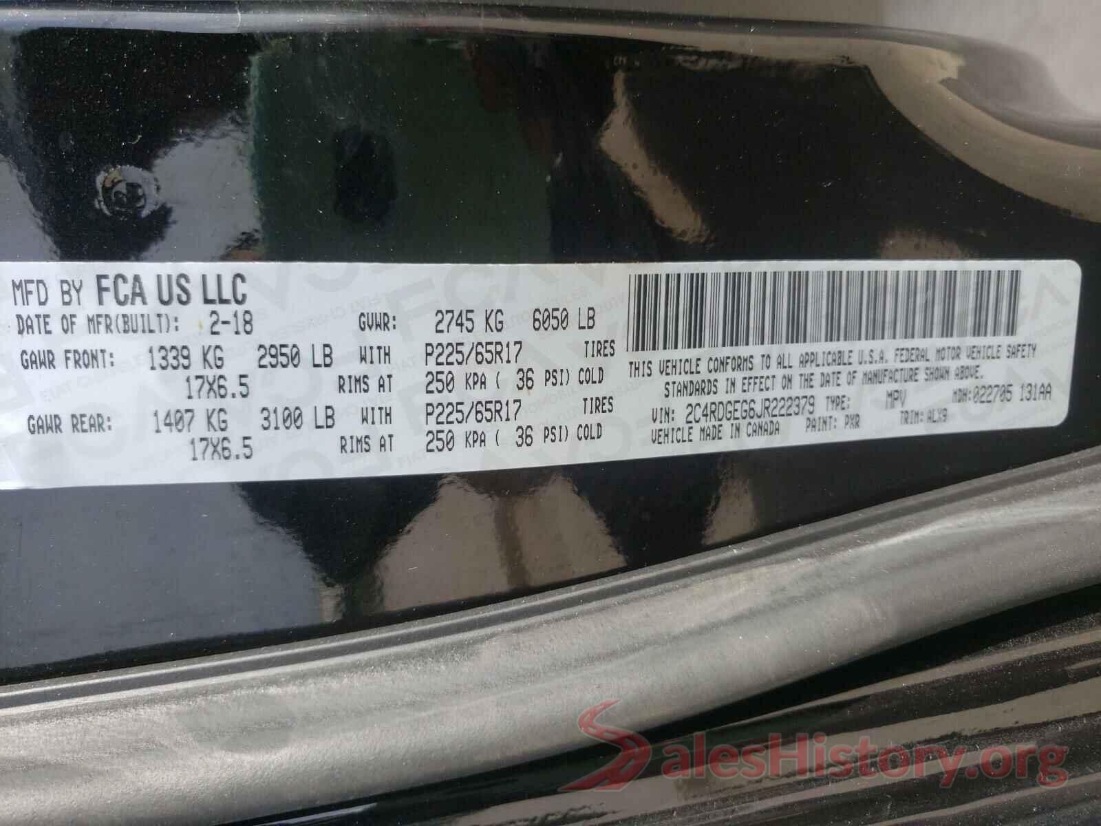 2C4RDGEG6JR222379 2018 DODGE GRAND CARA