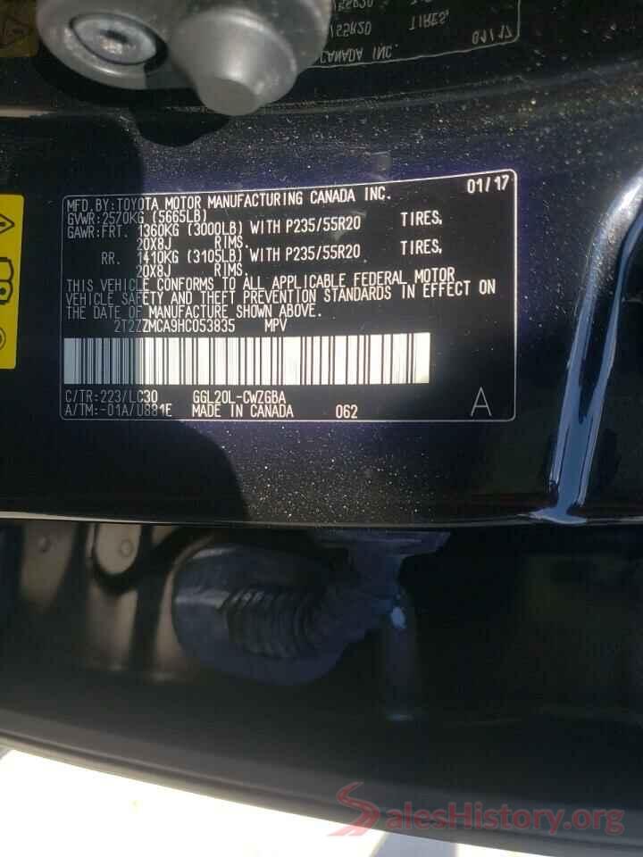 2T2ZZMCA9HC053835 2017 LEXUS RX350