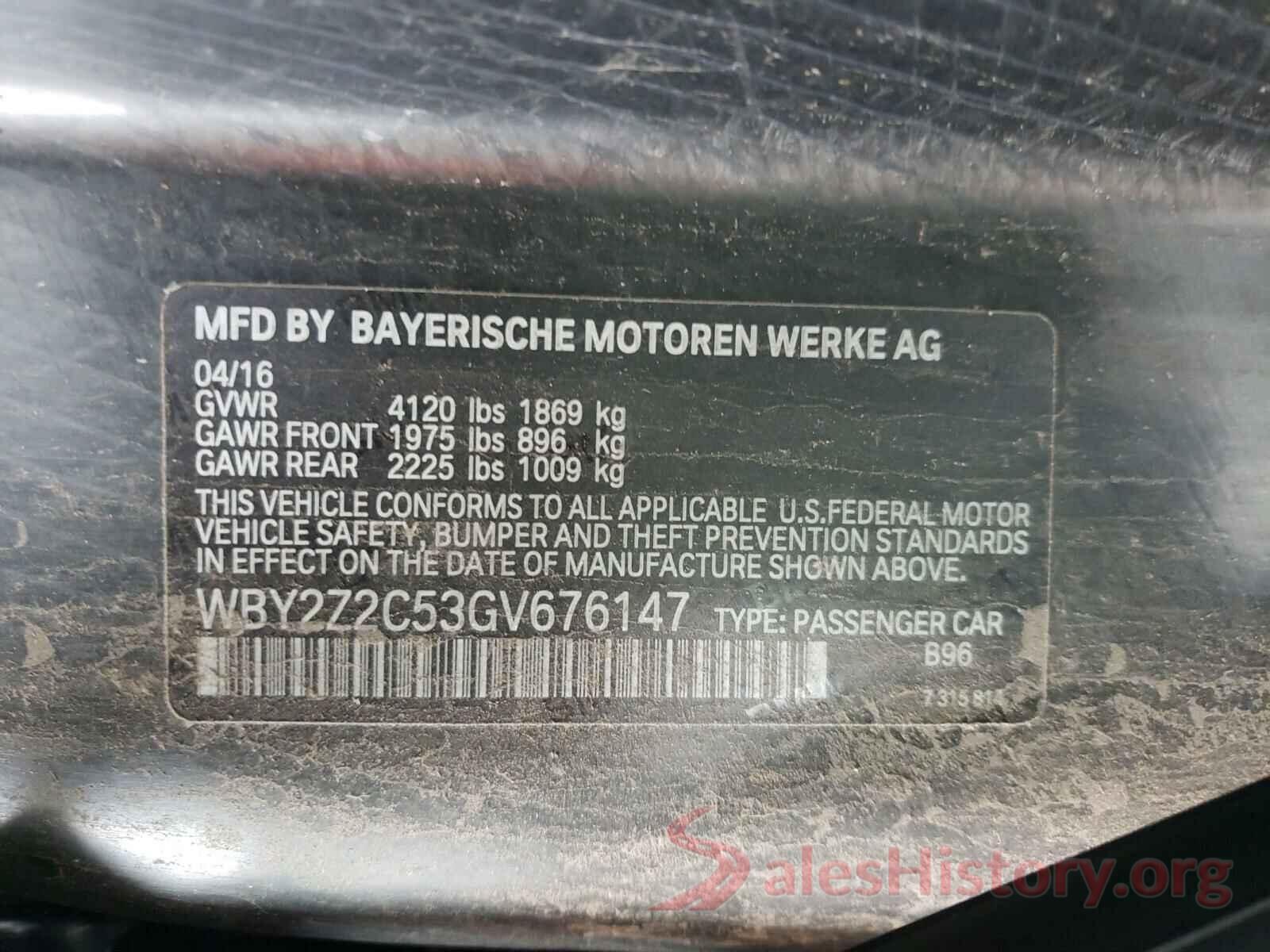 WBY2Z2C53GV676147 2016 BMW I SERIES