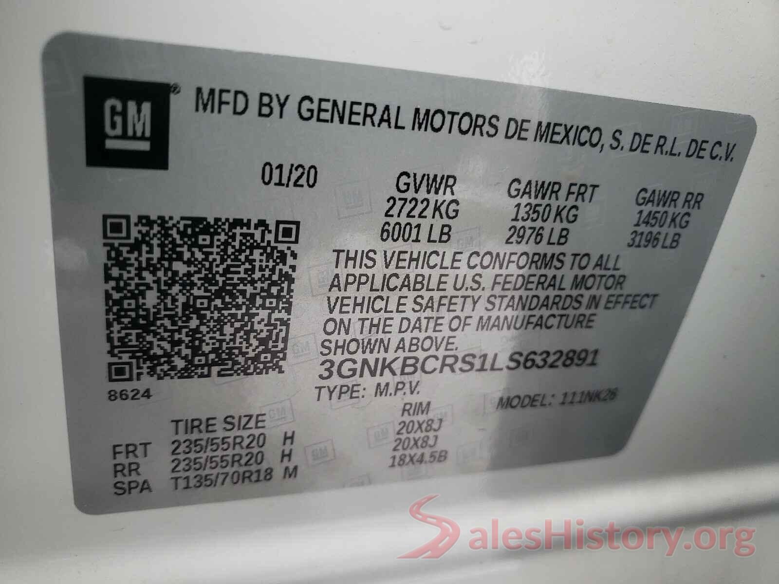 3GNKBCRS1LS632891 2020 CHEVROLET BLAZER 2LT