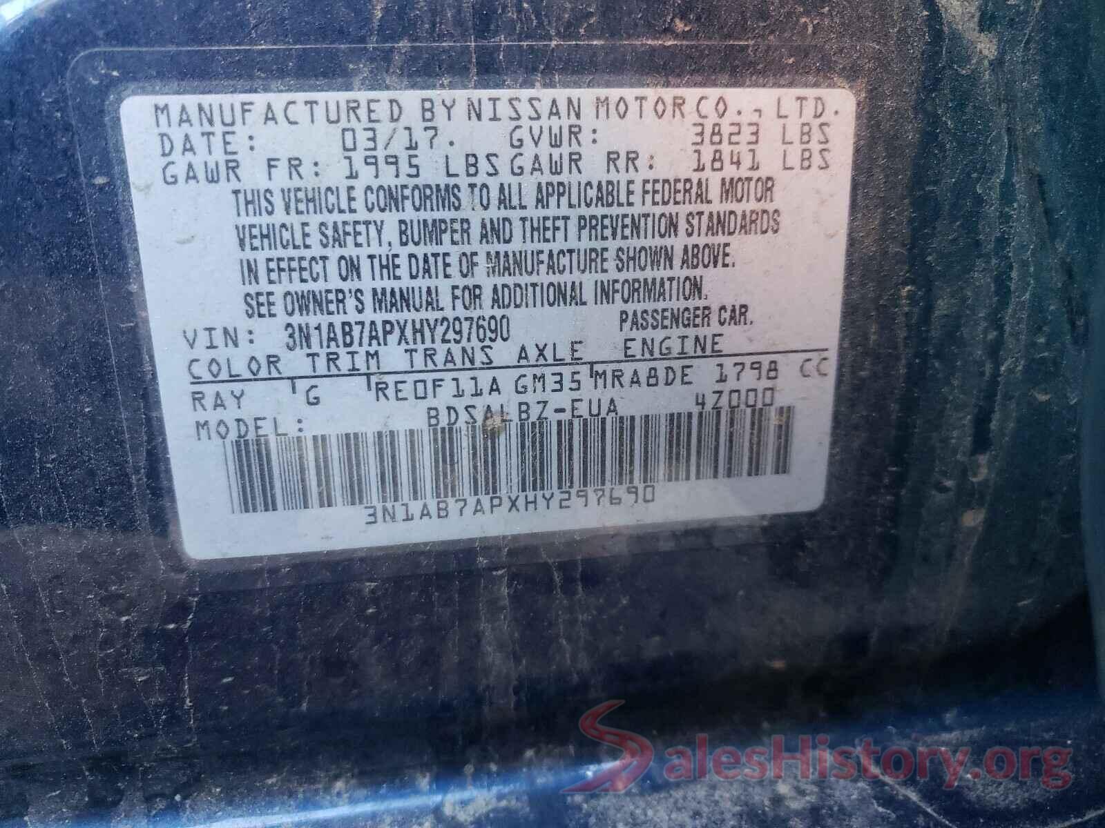 3N1AB7APXHY297690 2017 NISSAN SENTRA