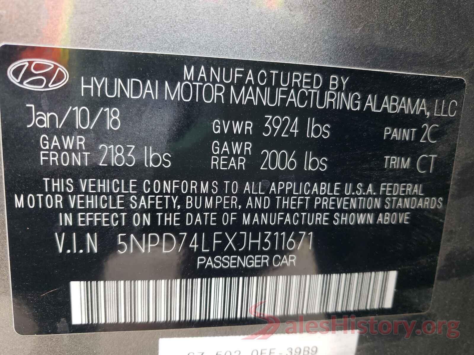 5NPD74LFXJH311671 2018 HYUNDAI ELANTRA