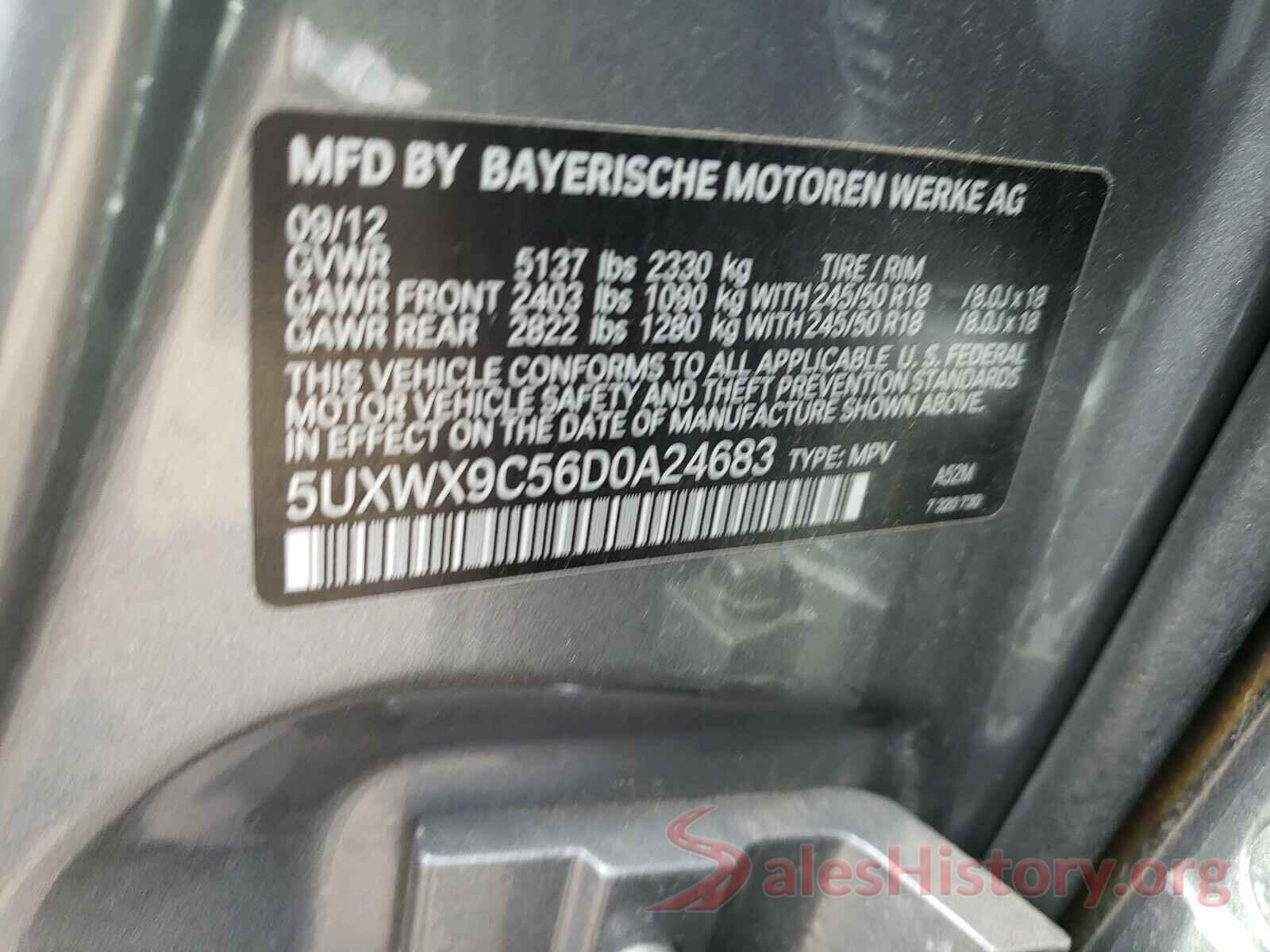 5UXWX9C56D0A24683 2013 BMW X3