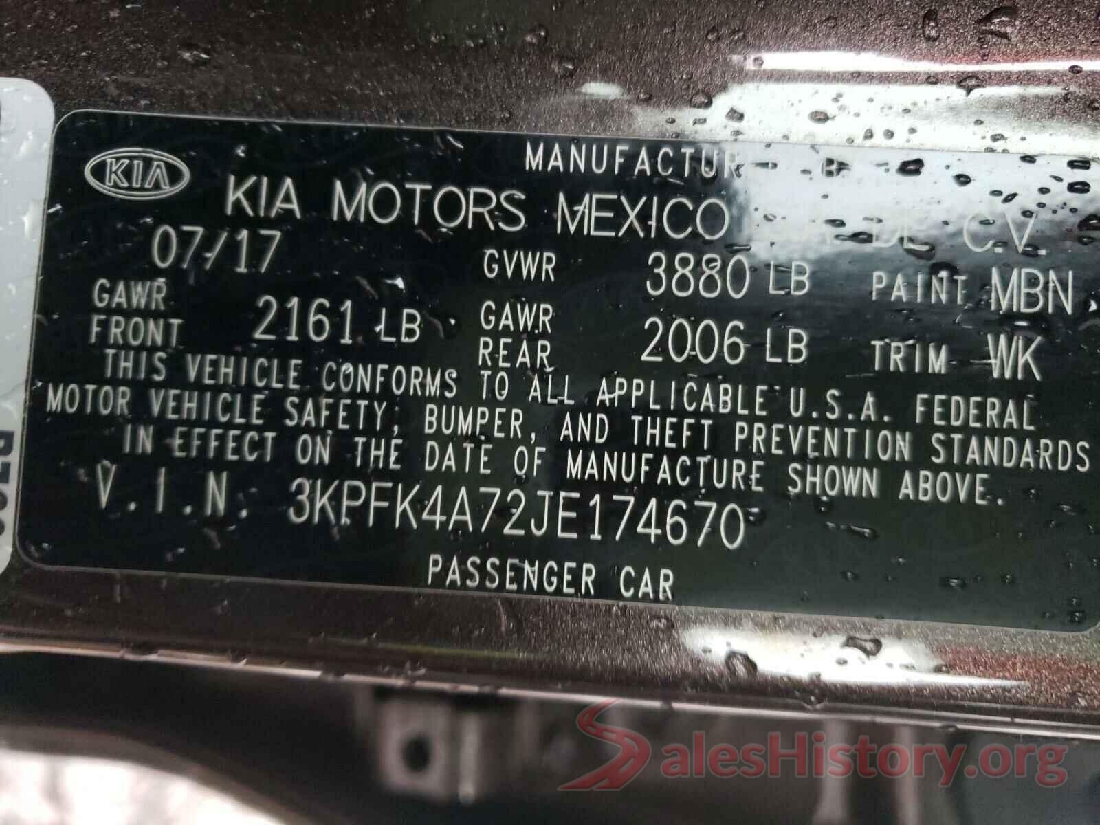 3KPFK4A72JE174670 2018 KIA FORTE