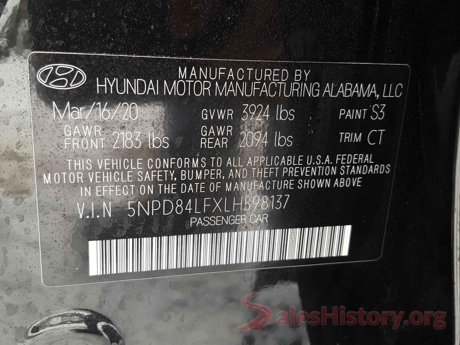 5NPD84LFXLH598137 2020 HYUNDAI ELANTRA