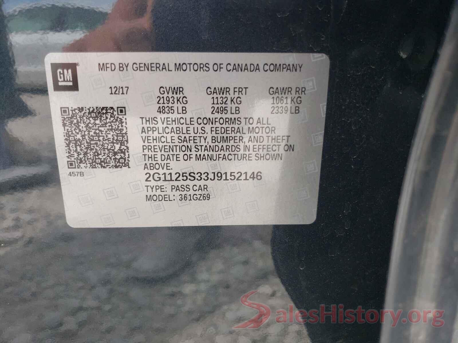 2G1125S33J9152146 2018 CHEVROLET IMPALA