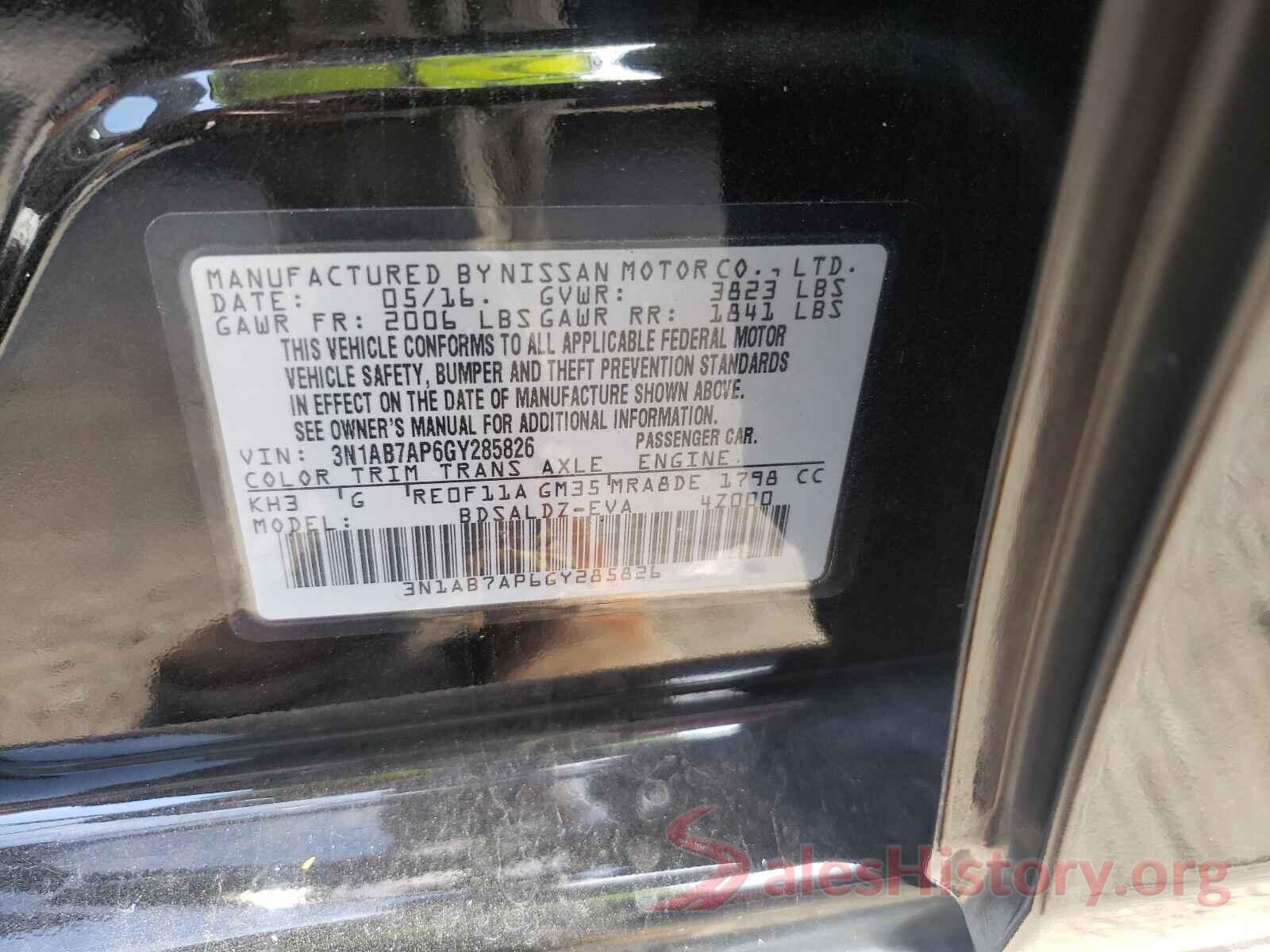 3N1AB7AP6GY285826 2016 NISSAN SENTRA