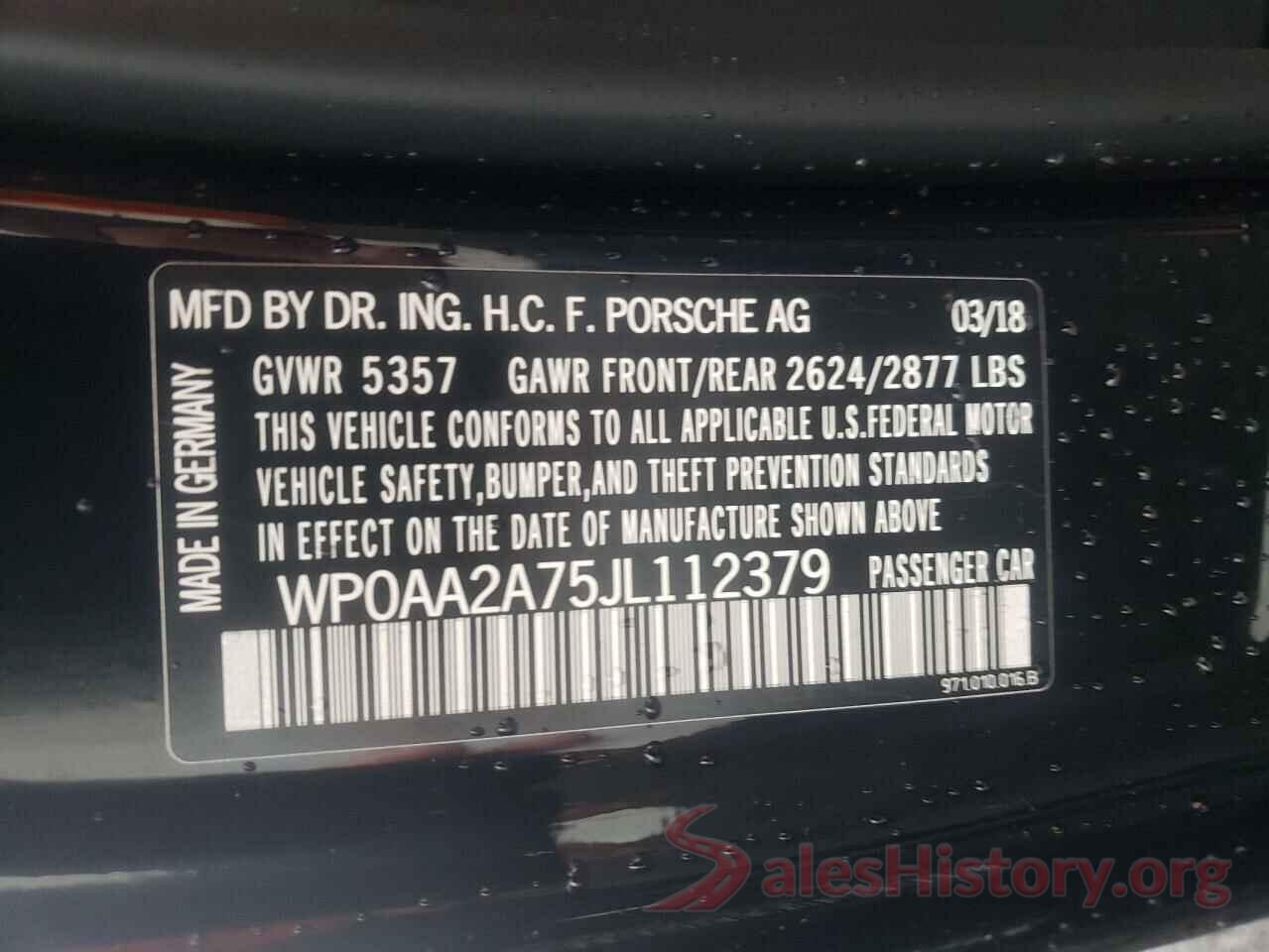 WP0AA2A75JL112379 2018 PORSCHE PANAMERA