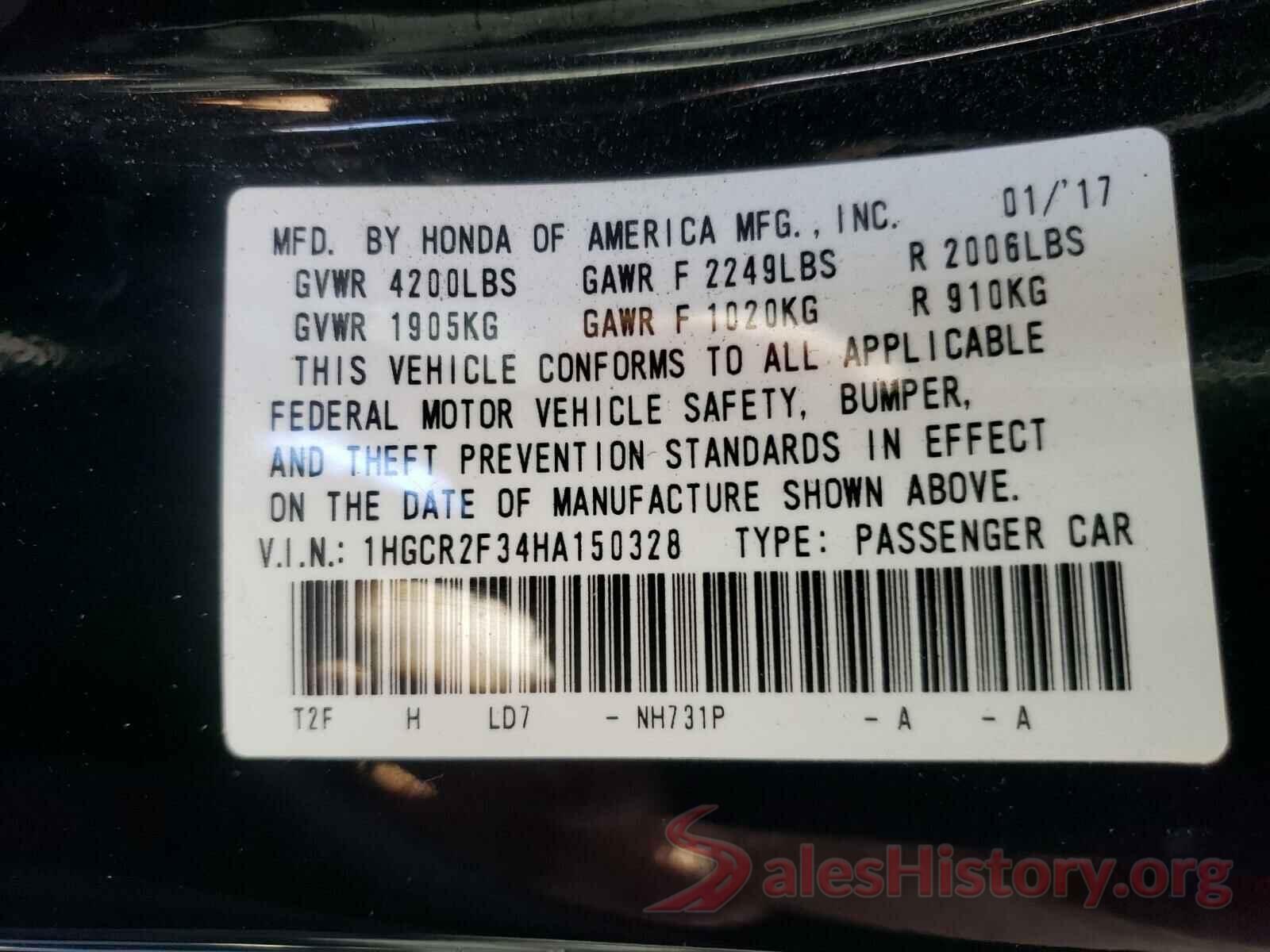 1HGCR2F34HA150328 2017 HONDA ACCORD