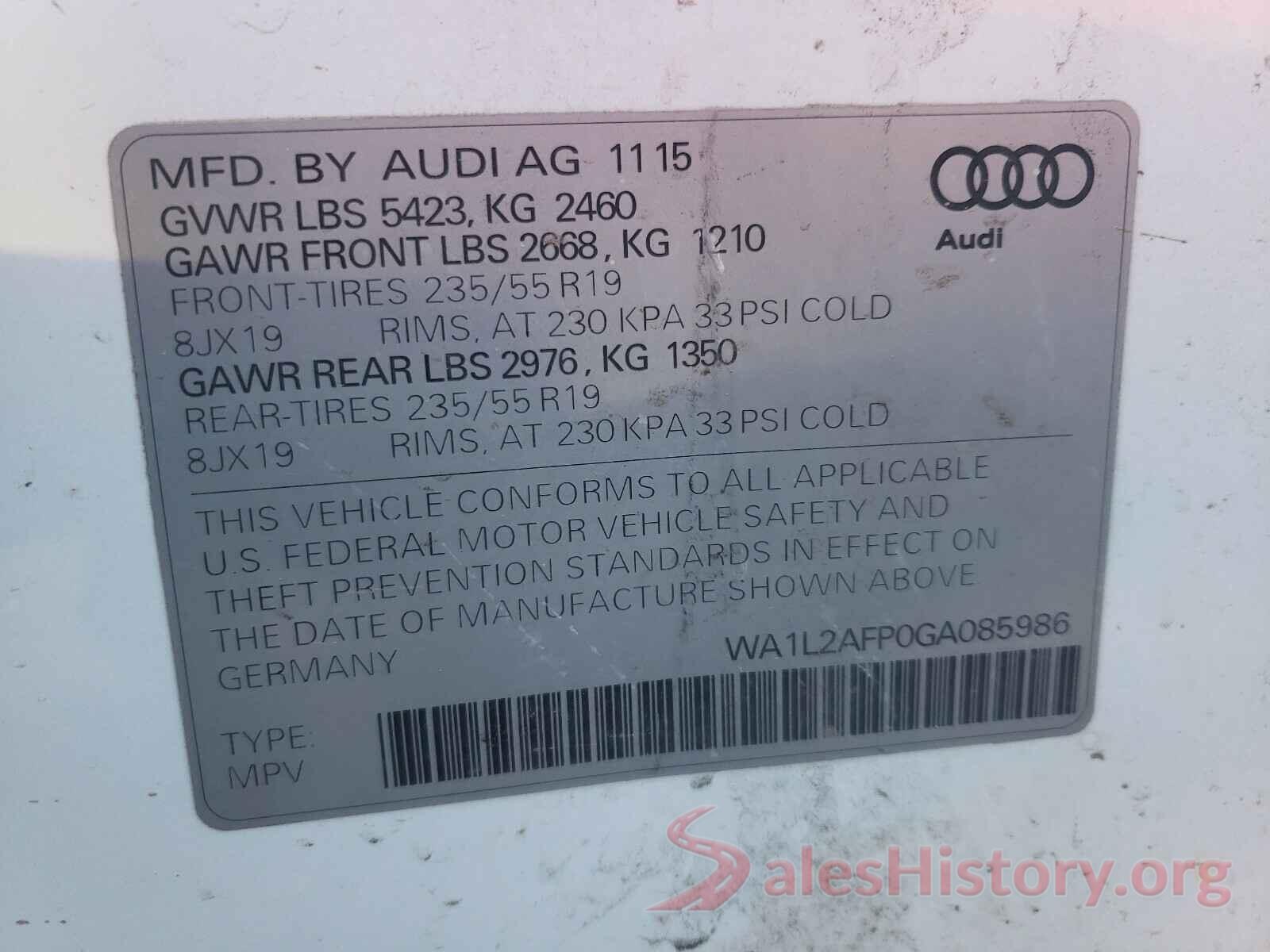 WA1L2AFP0GA085986 2016 AUDI Q5