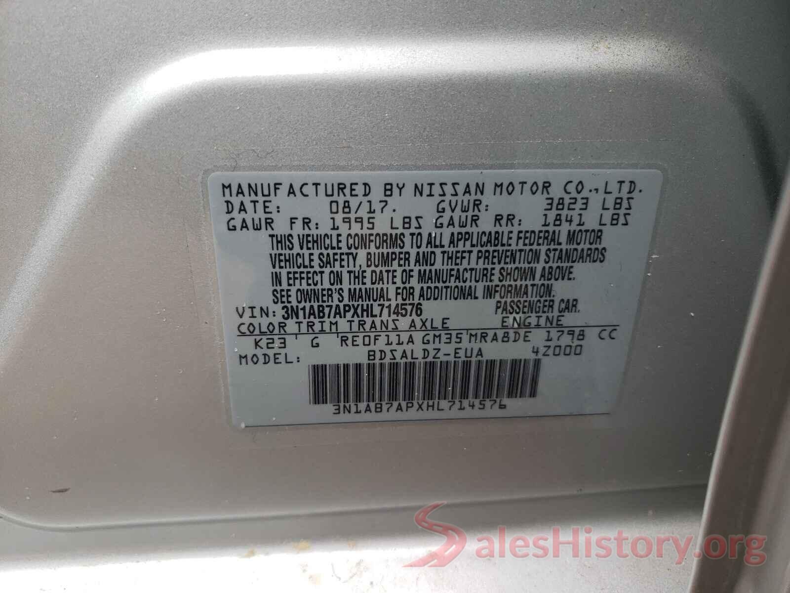 3N1AB7APXHL714576 2017 NISSAN SENTRA