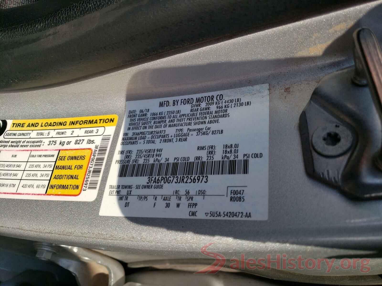 3FA6P0G73JR256973 2018 FORD FUSION