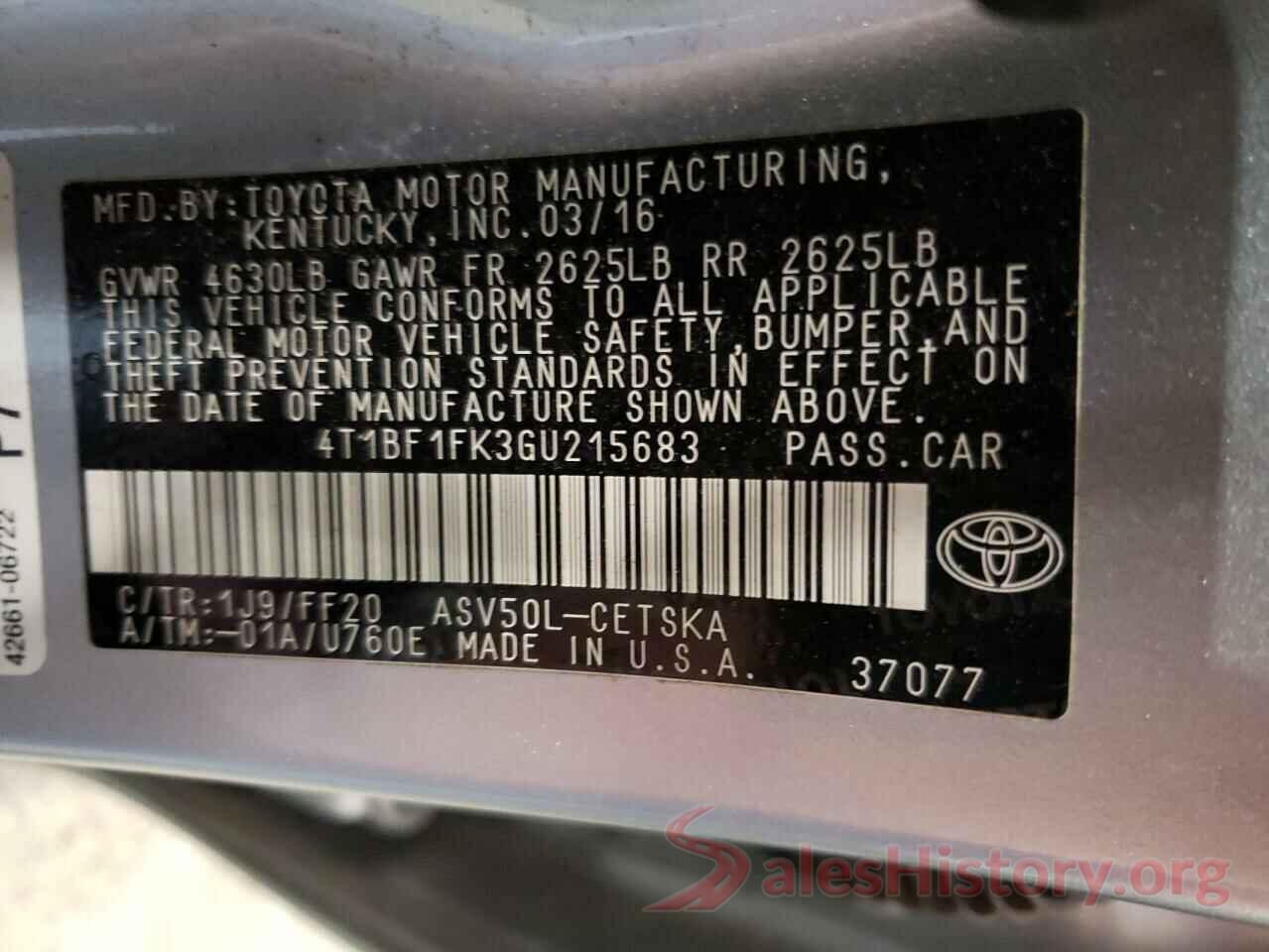 4T1BF1FK3GU215683 2016 TOYOTA CAMRY