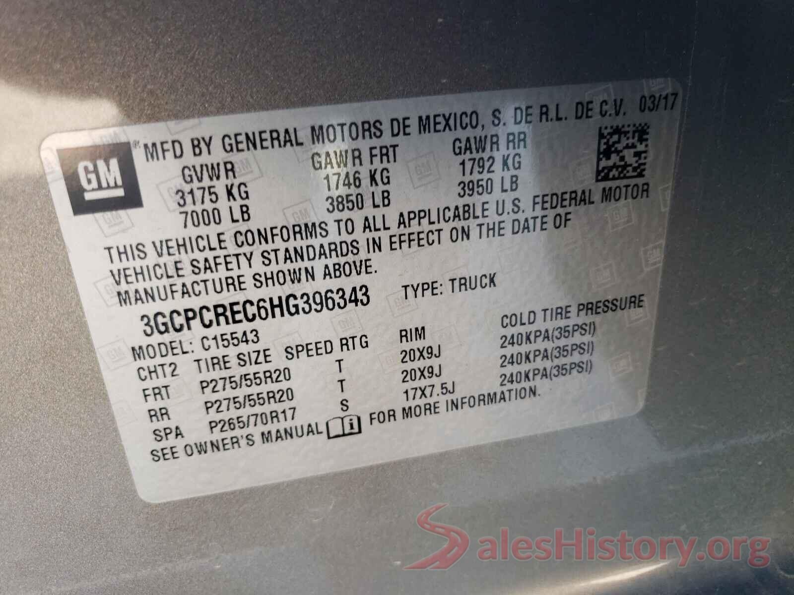 3GCPCREC6HG396343 2017 CHEVROLET SILVERADO