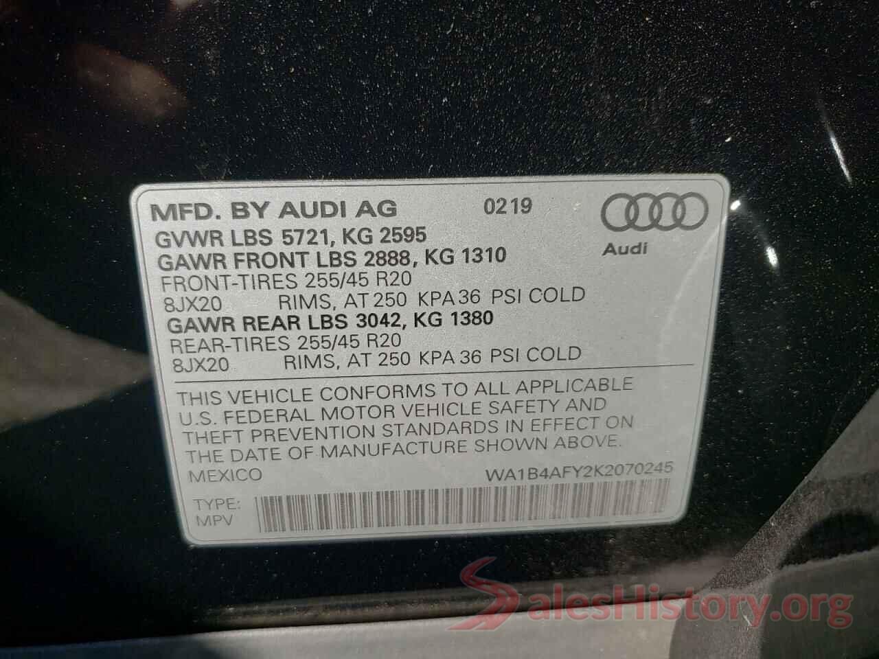 WA1B4AFY2K2070245 2019 AUDI SQ5