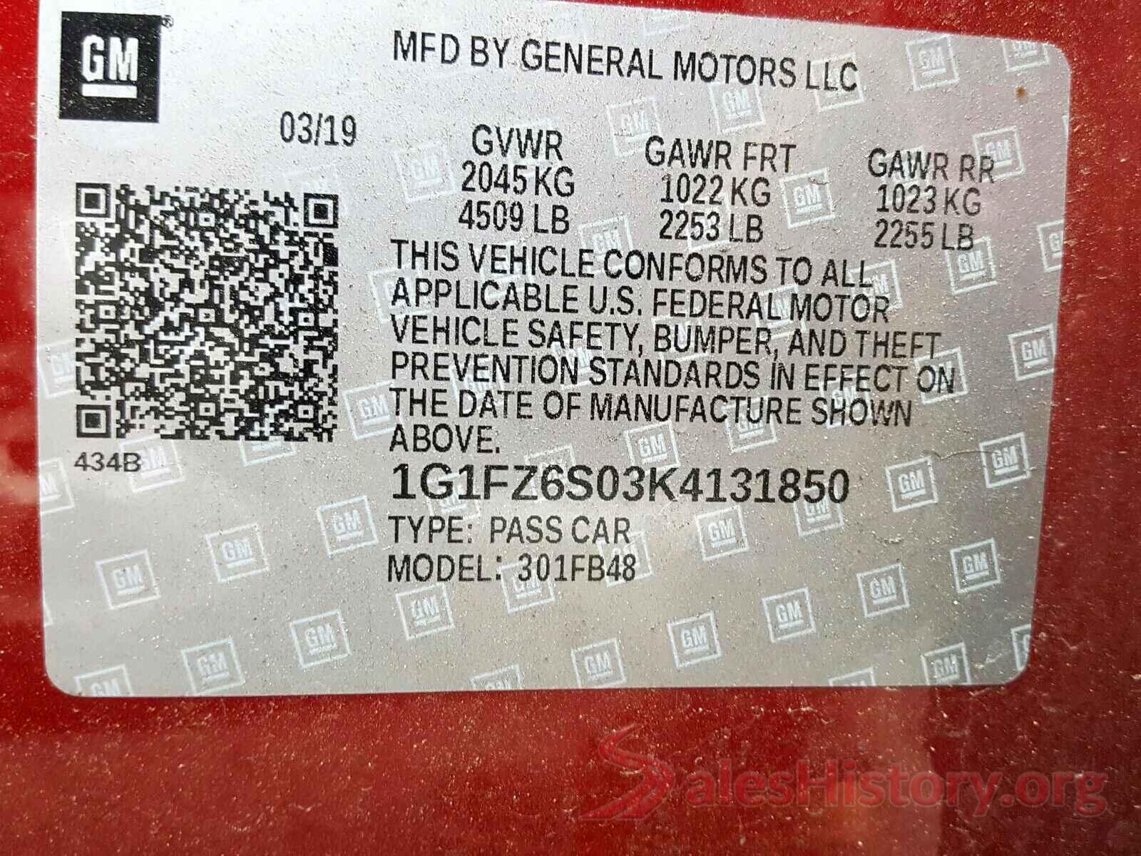 1G1FZ6S03K4131850 2019 CHEVROLET BOLT