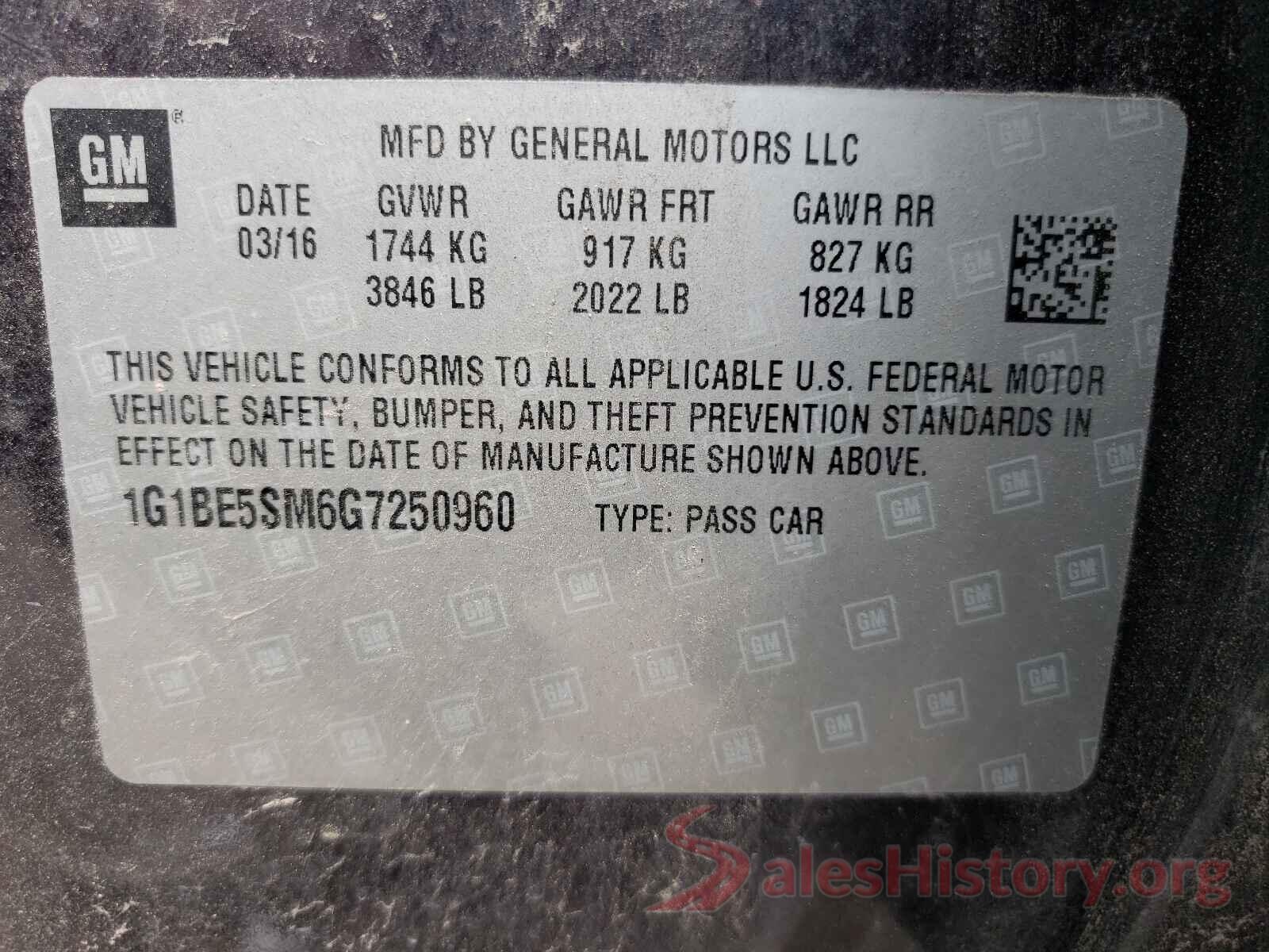 1G1BE5SM6G7250960 2016 CHEVROLET CRUZE