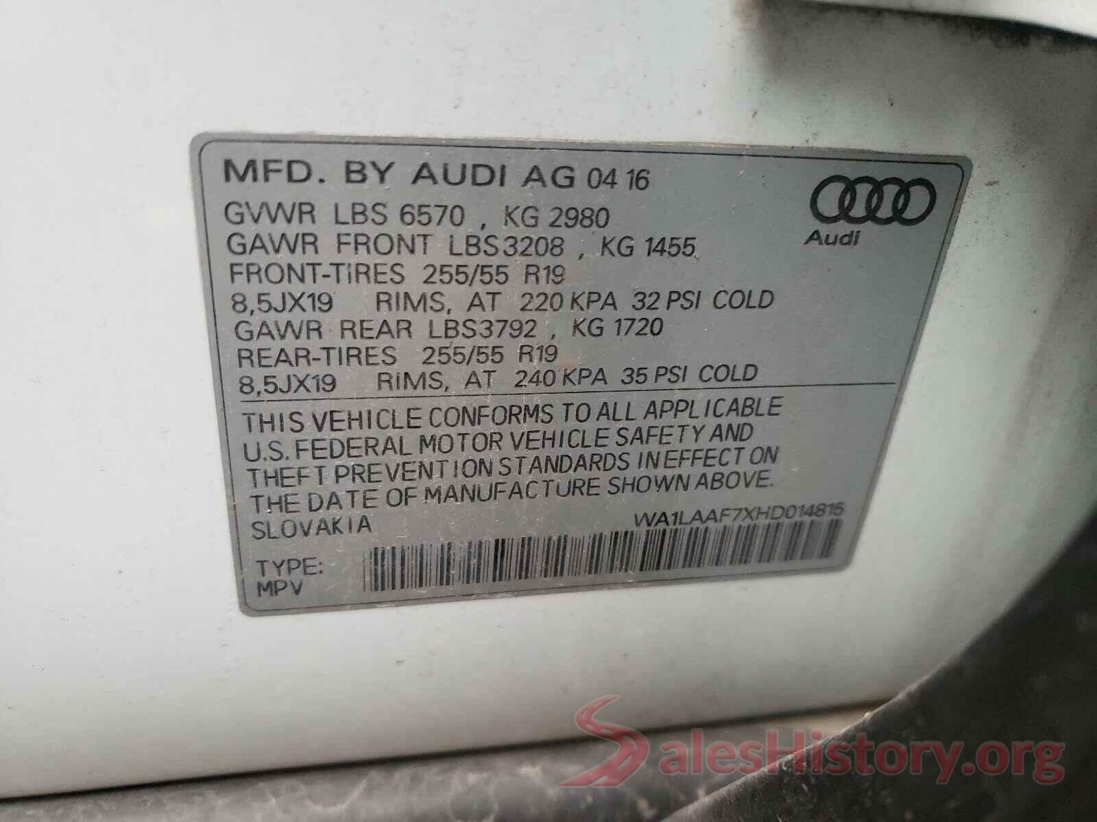 WA1LAAF7XHD014815 2017 AUDI Q7