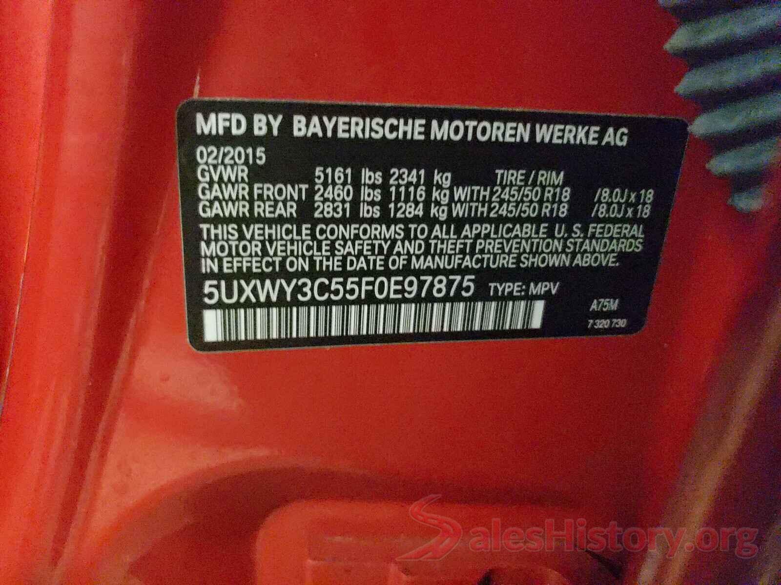 5UXWY3C55F0E97875 2015 BMW X3