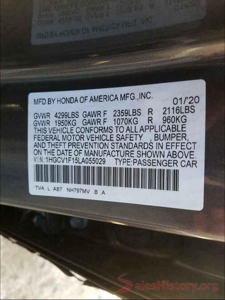 1HGCV1F15LA055029 2020 HONDA ACCORD