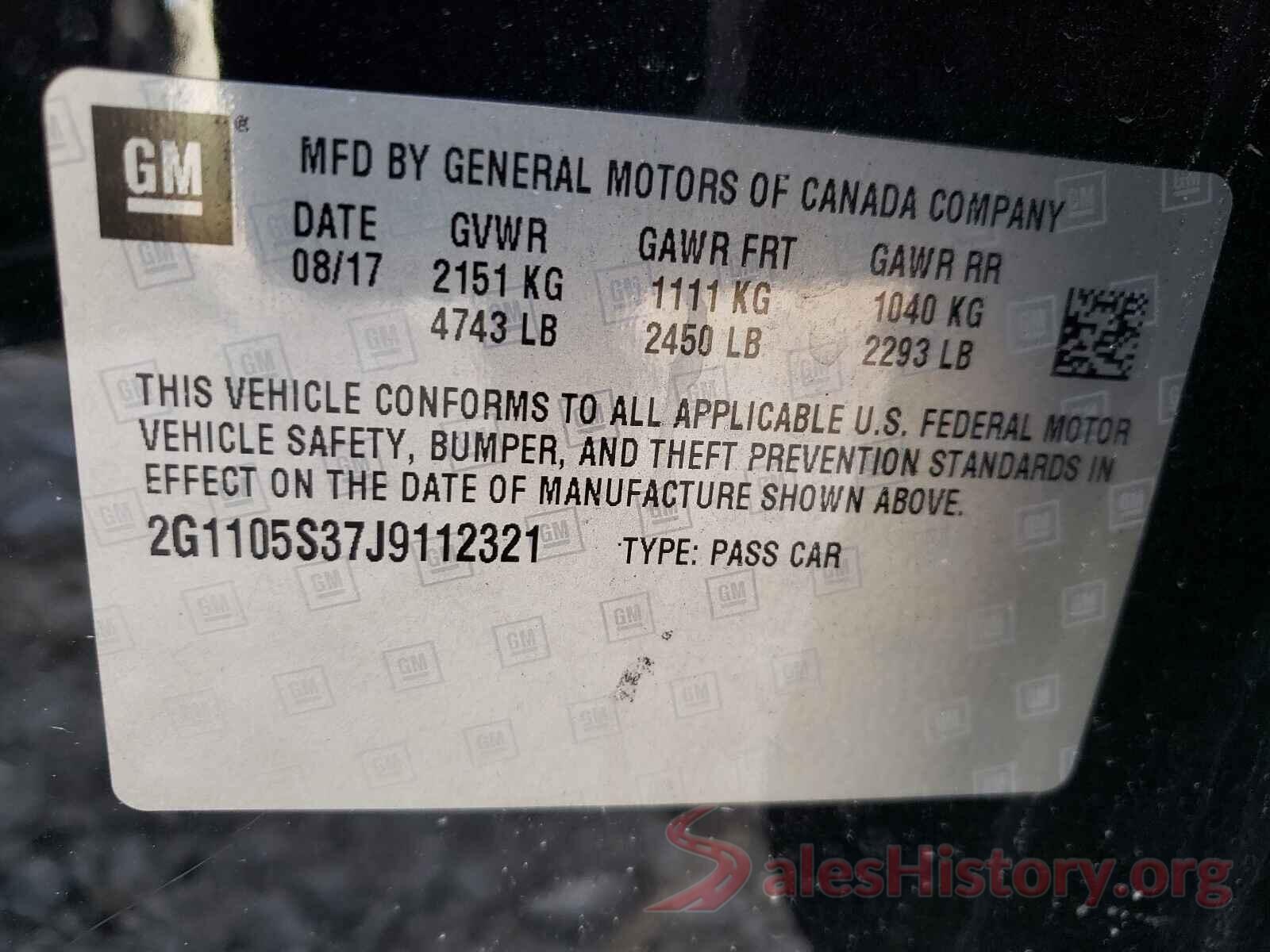 2G1105S37J9112321 2018 CHEVROLET IMPALA