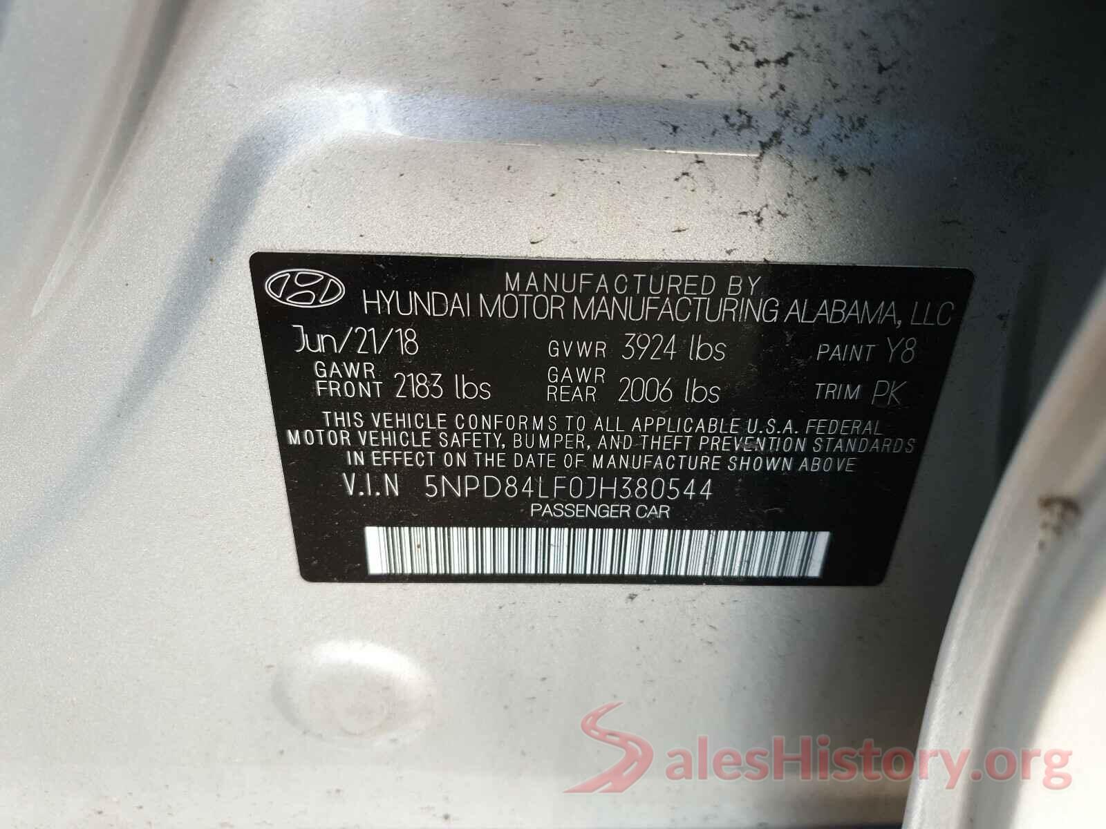 5NPD84LF0JH380544 2018 HYUNDAI ELANTRA