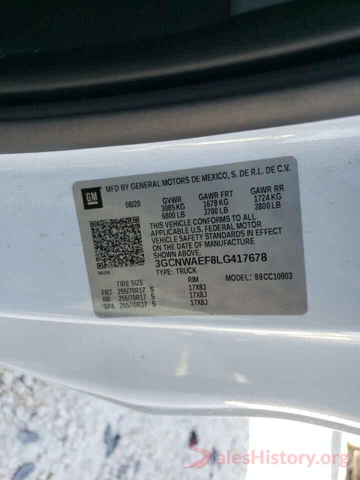 3GCNWAEF8LG417678 2020 CHEVROLET SILVERADO