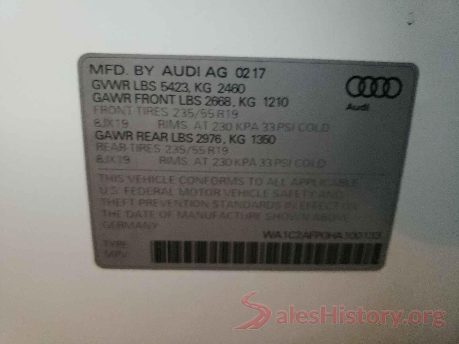 WA1C2AFP0HA100133 2017 AUDI Q5