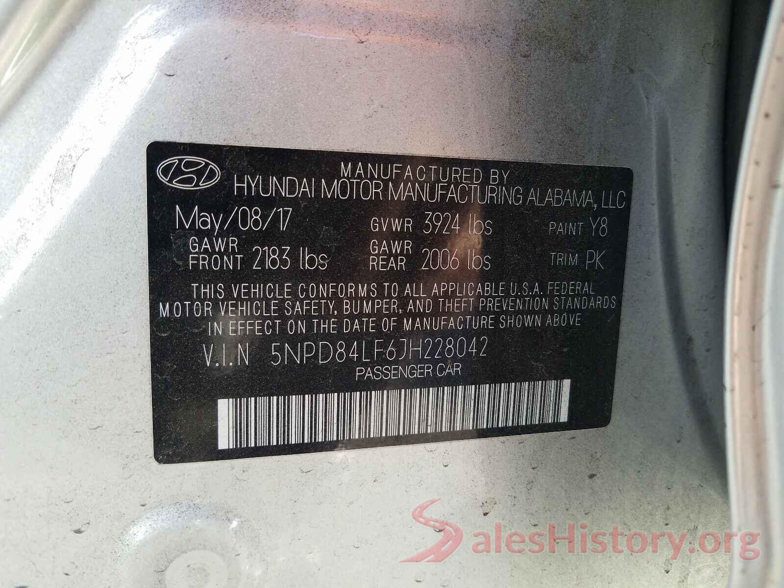 5NPD84LF6JH228042 2018 HYUNDAI ELANTRA