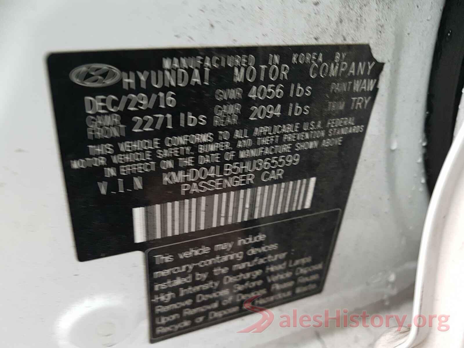 KMHD04LB5HU365599 2017 HYUNDAI ELANTRA