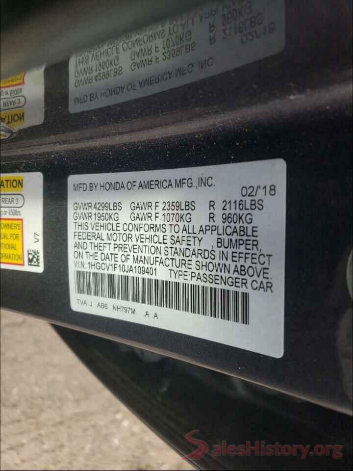 1HGCV1F10JA109401 2018 HONDA ACCORD